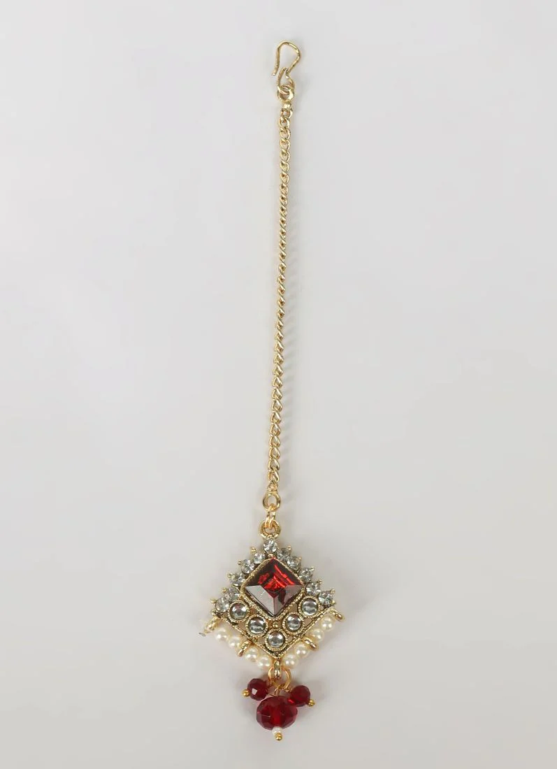 Maroon Crystal Chocker Set - Image 7