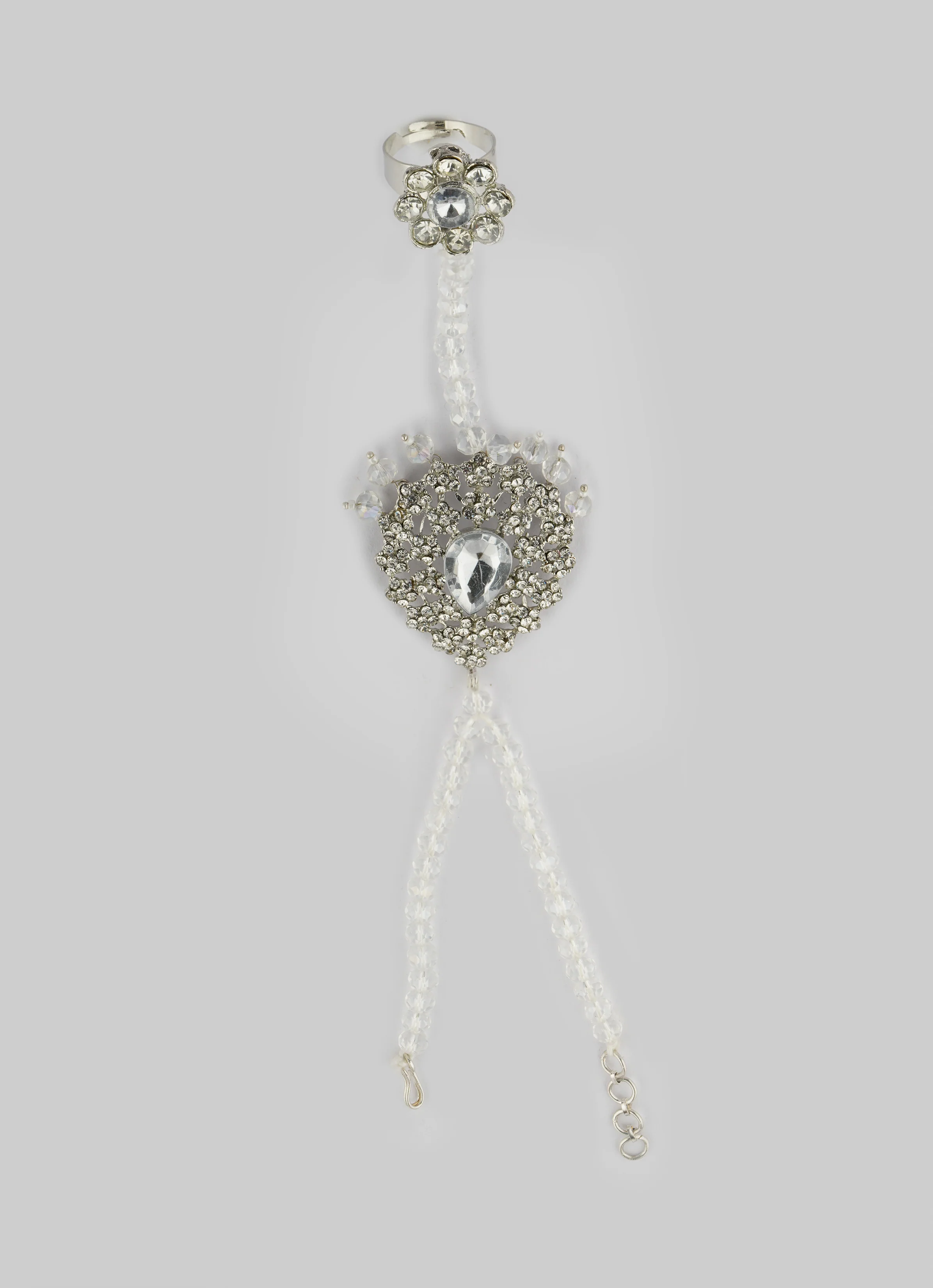 Silver Crystal Stone Bead Necklace Set - Image 3