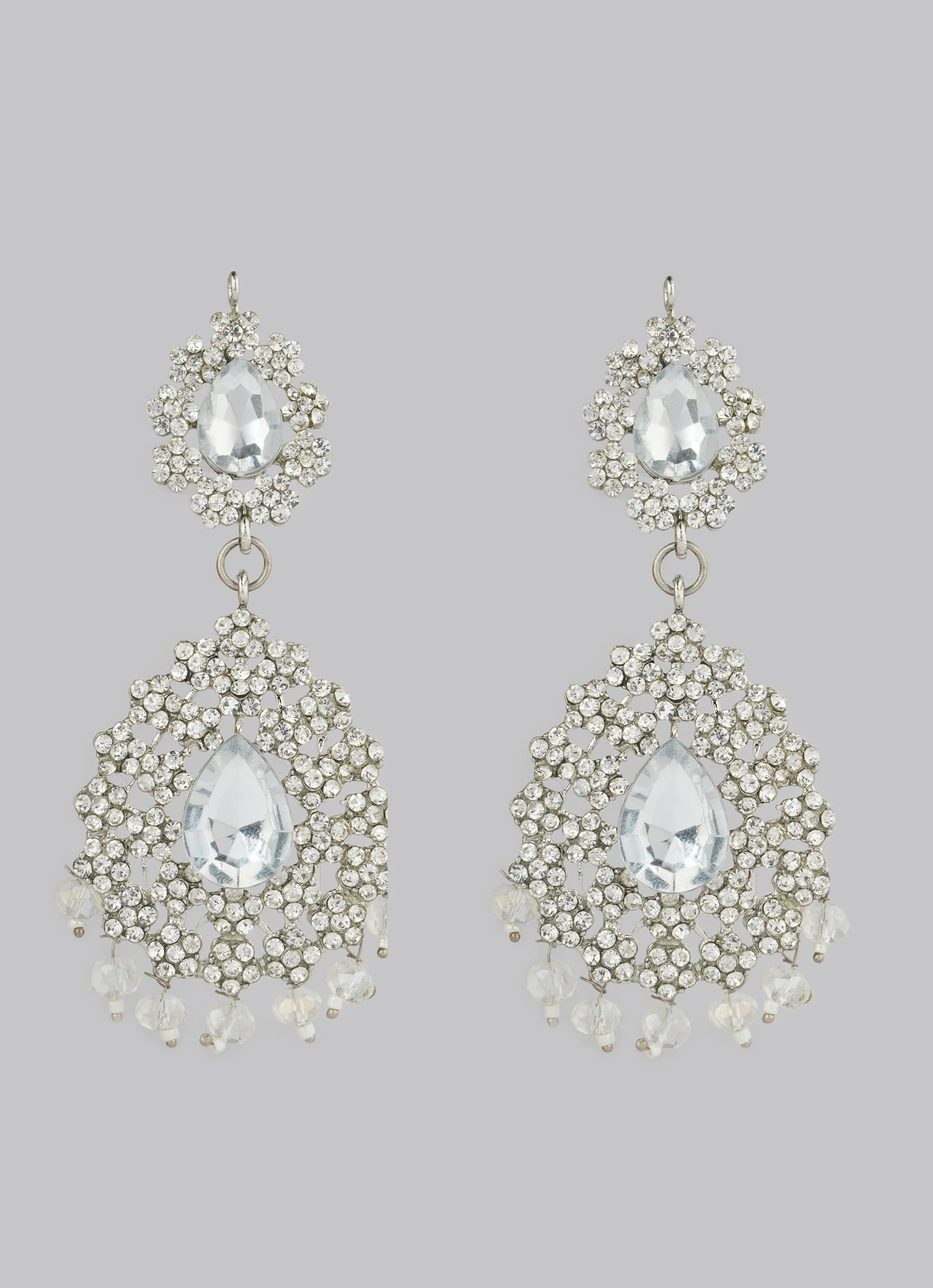 Silver Crystal Stone Bead Necklace Set - Image 4