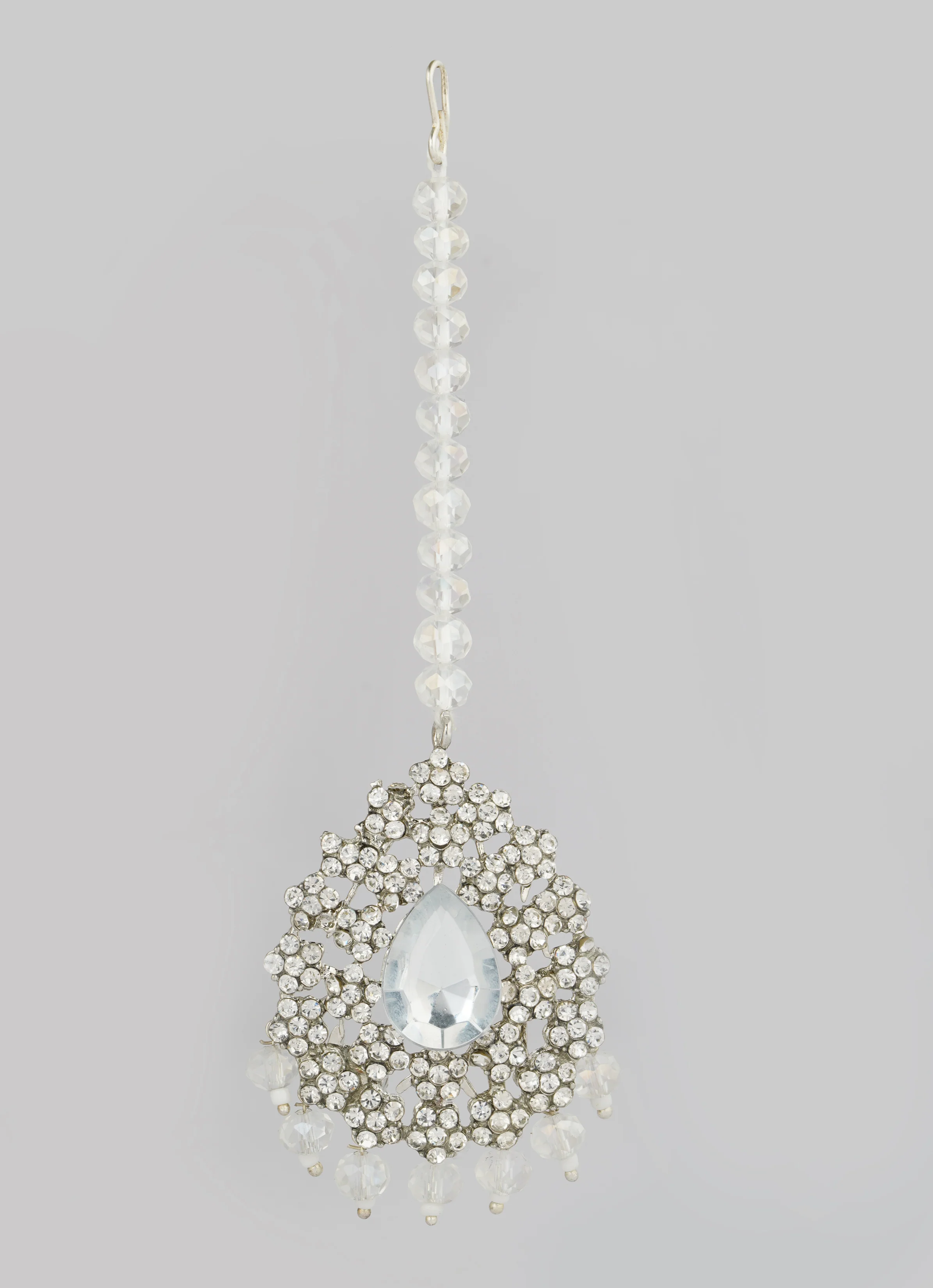 Silver Crystal Stone Bead Necklace Set - Image 6