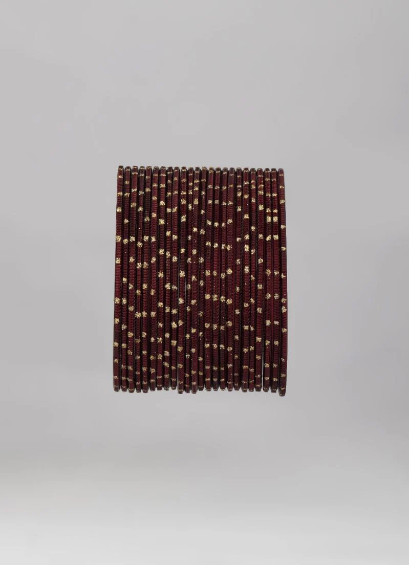 Maroon Glitter Bangles â€“ 24 Piece Lightweight Jewellery Set for Weddings & Festive Occasions - Image 3