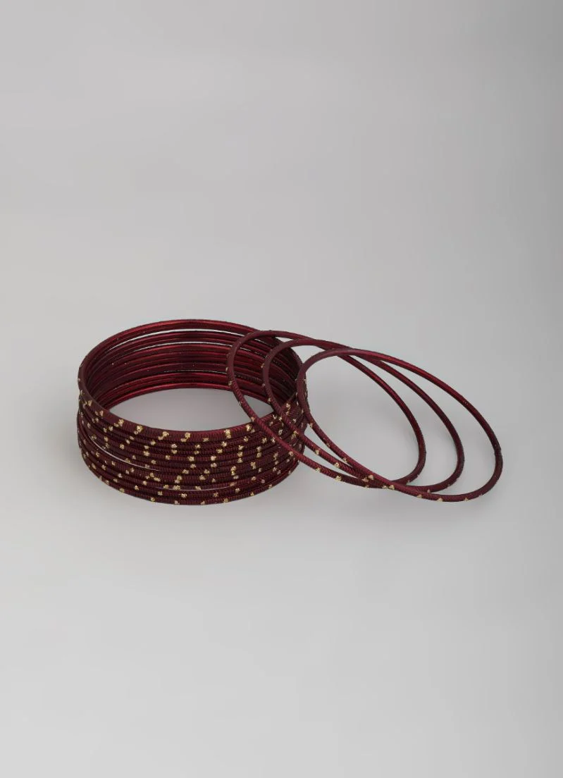 Maroon Glitter Bangles â€“ 24 Piece Lightweight Jewellery Set for Weddings & Festive Occasions - Image 4