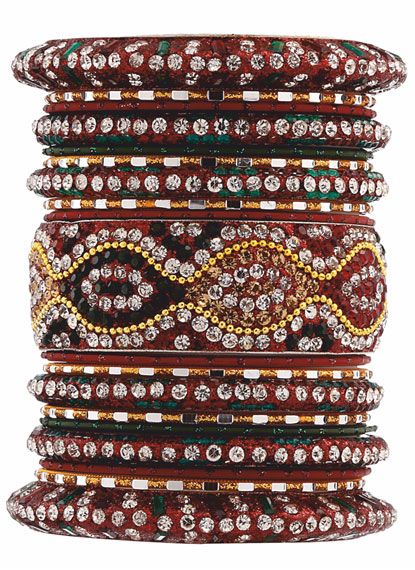 Maroon & Green Luxurious Bridal Bangles - Image 2