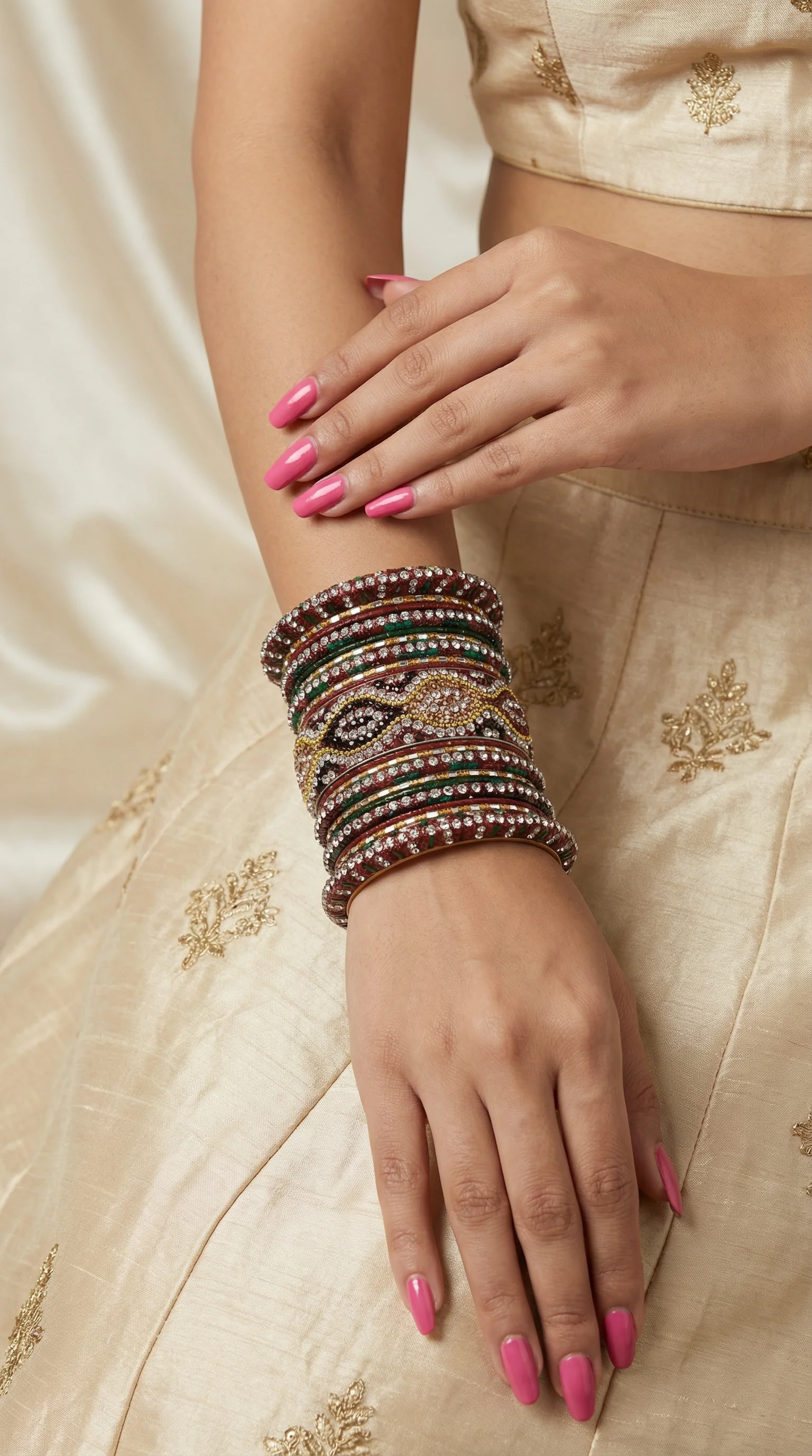 Maroon & Green Luxurious Bridal Bangles - Image 4