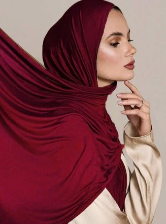 Maroon Large Super Soft Jersey Hijab Scarf - Image 2