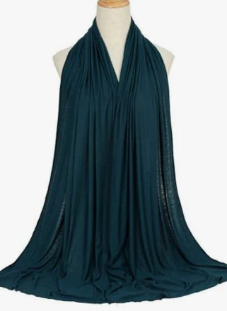 Teal Blue Large Super Soft Jersey Hijab Scarf - Image 2