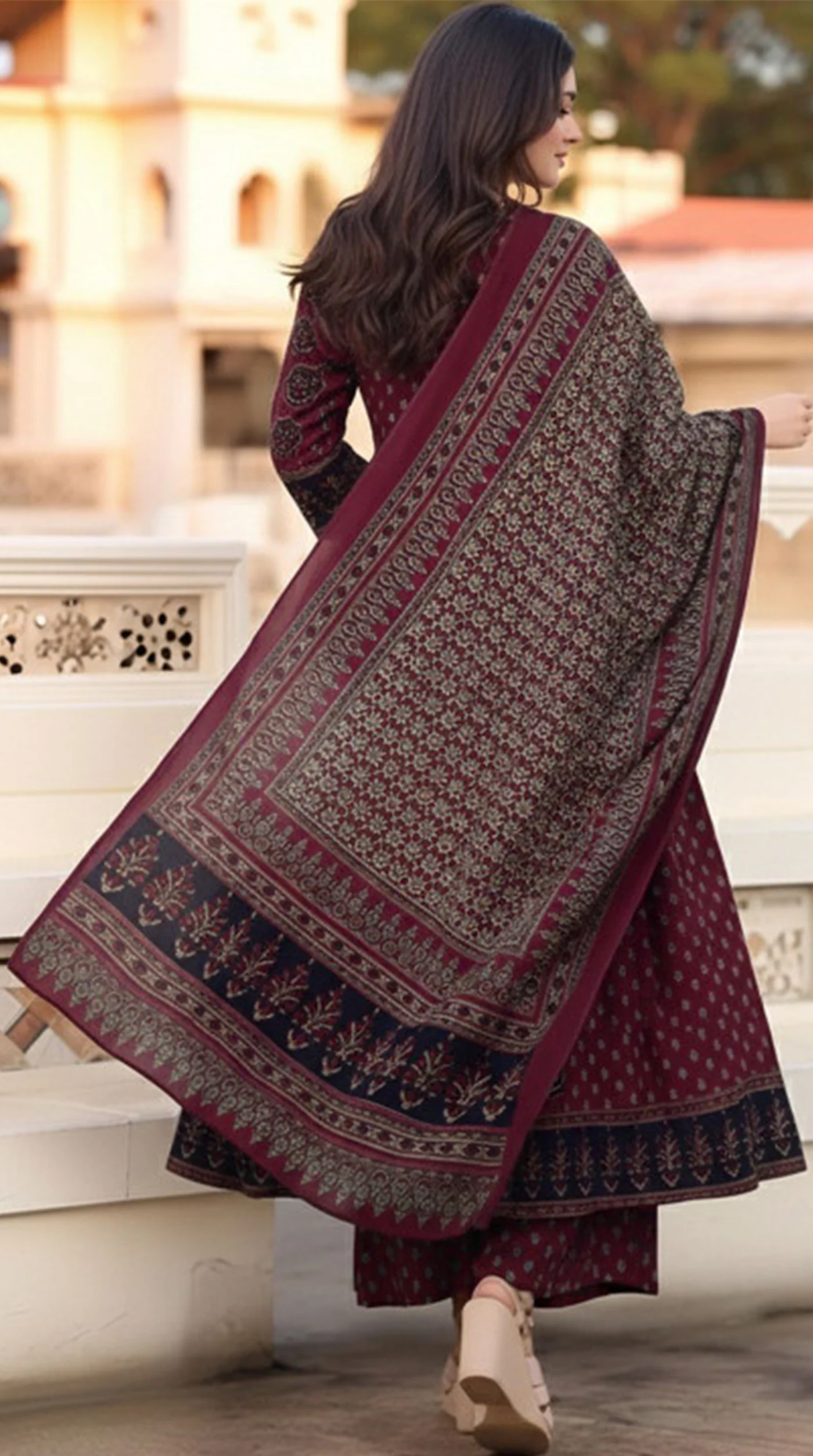Maroon Naira Cut Cotton Suit Set - Image 4