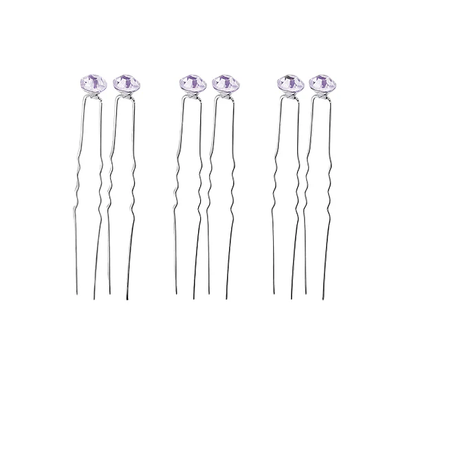 Mauve Diamonte Bun Pins - Image 2