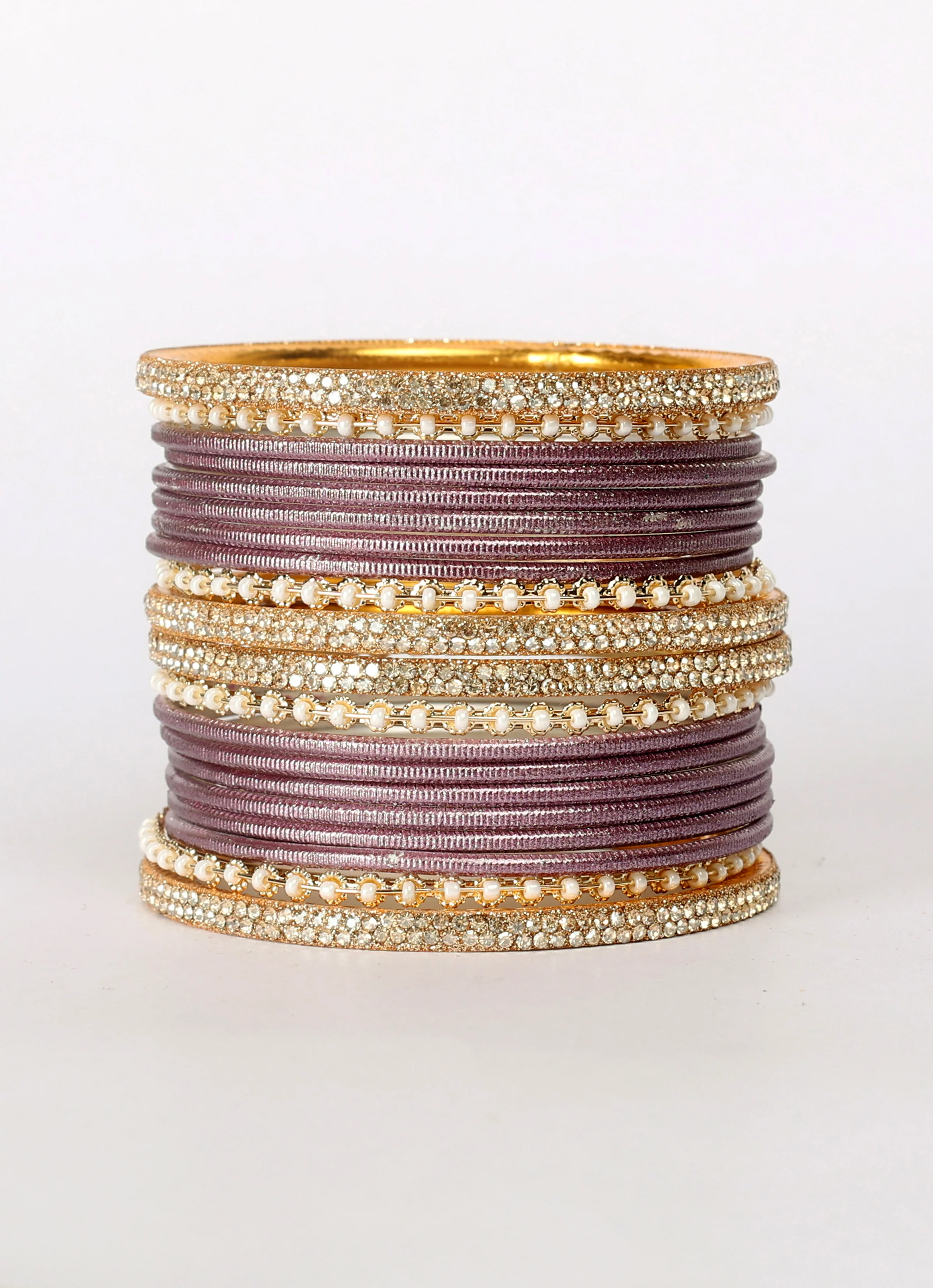 Mauve Diamonte & Pearl Bangle Set - Image 2