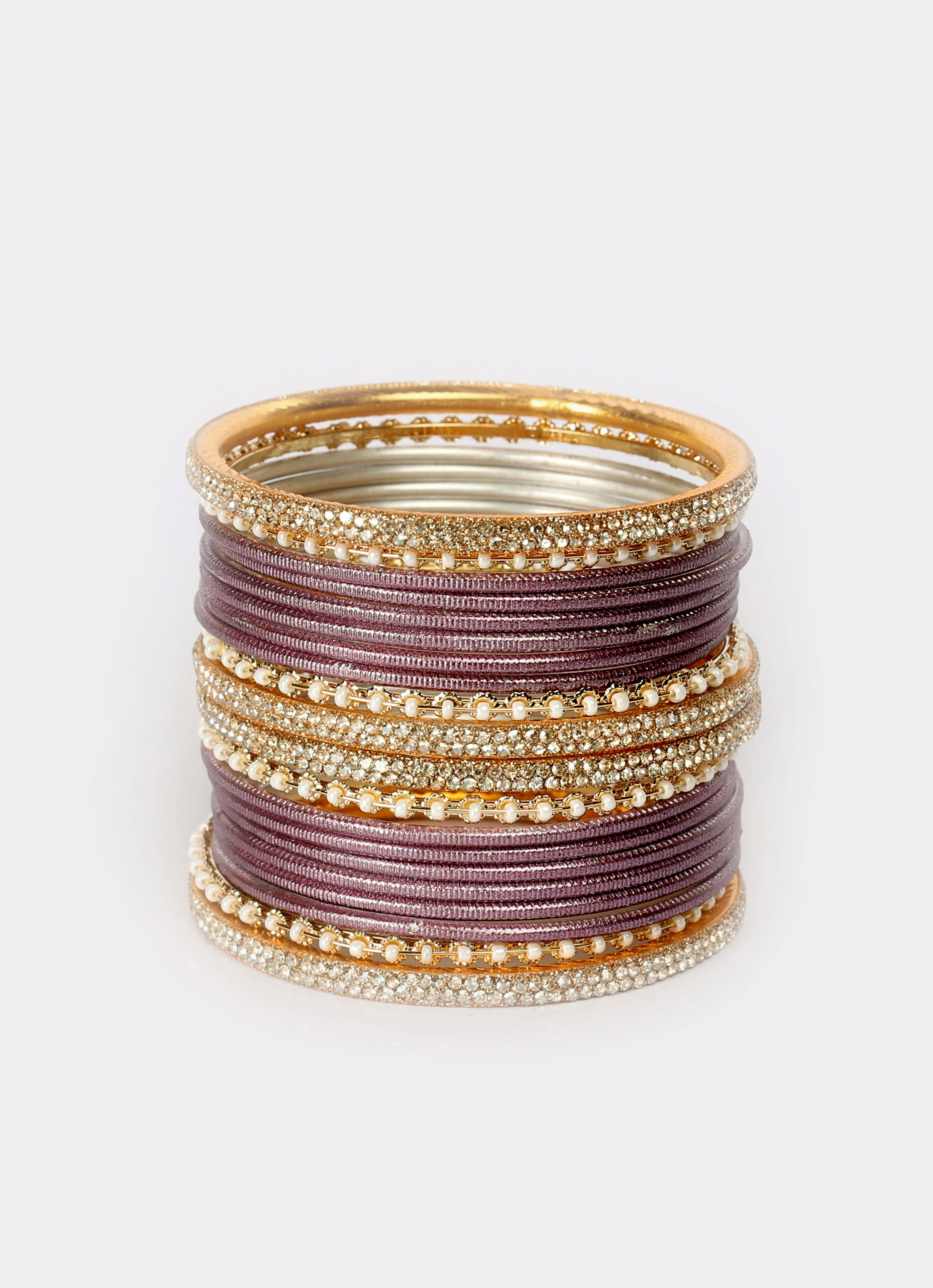 Mauve Diamonte & Pearl Bangle Set - Image 3