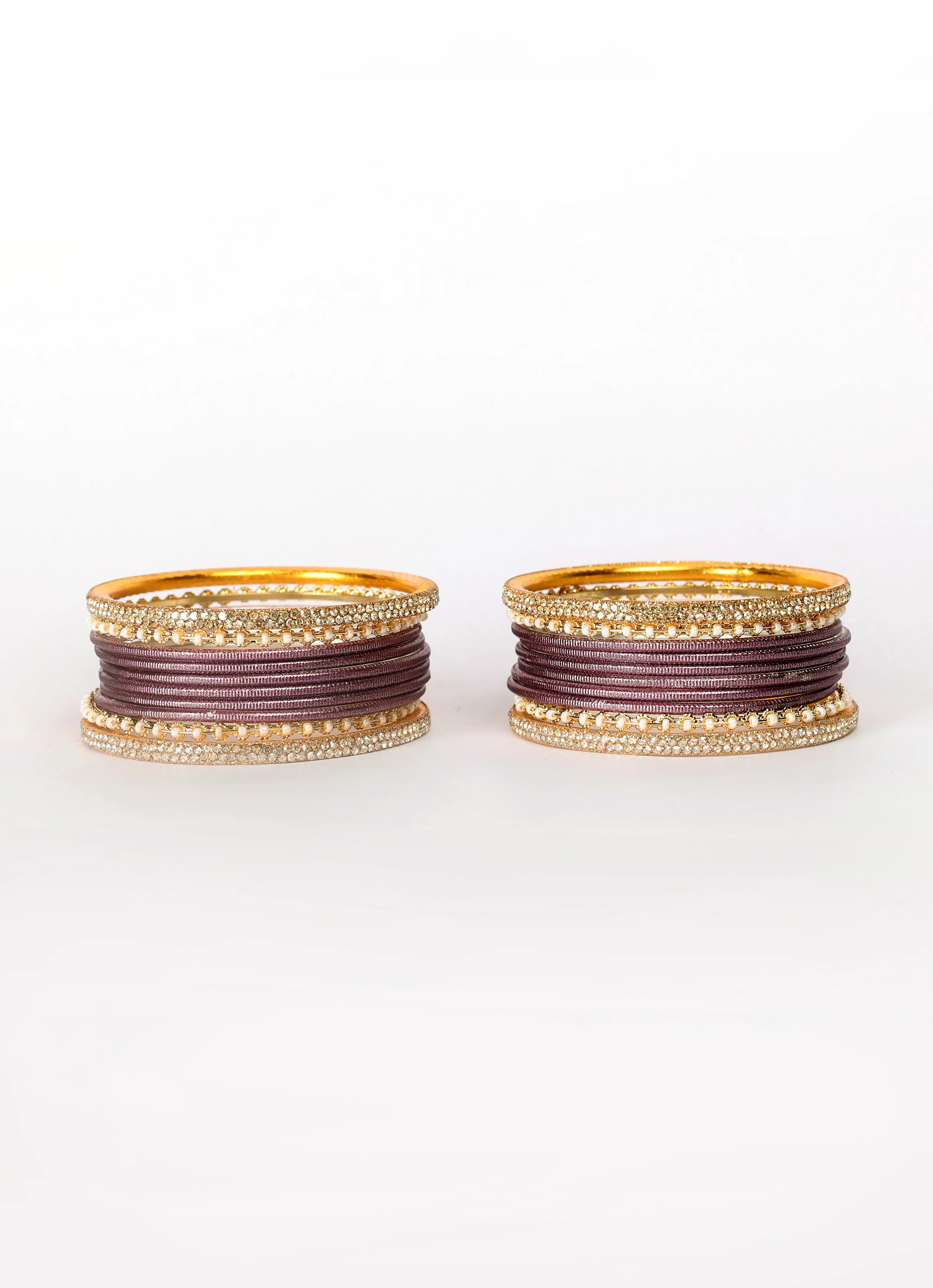 Mauve Diamonte & Pearl Bangle Set - Image 4