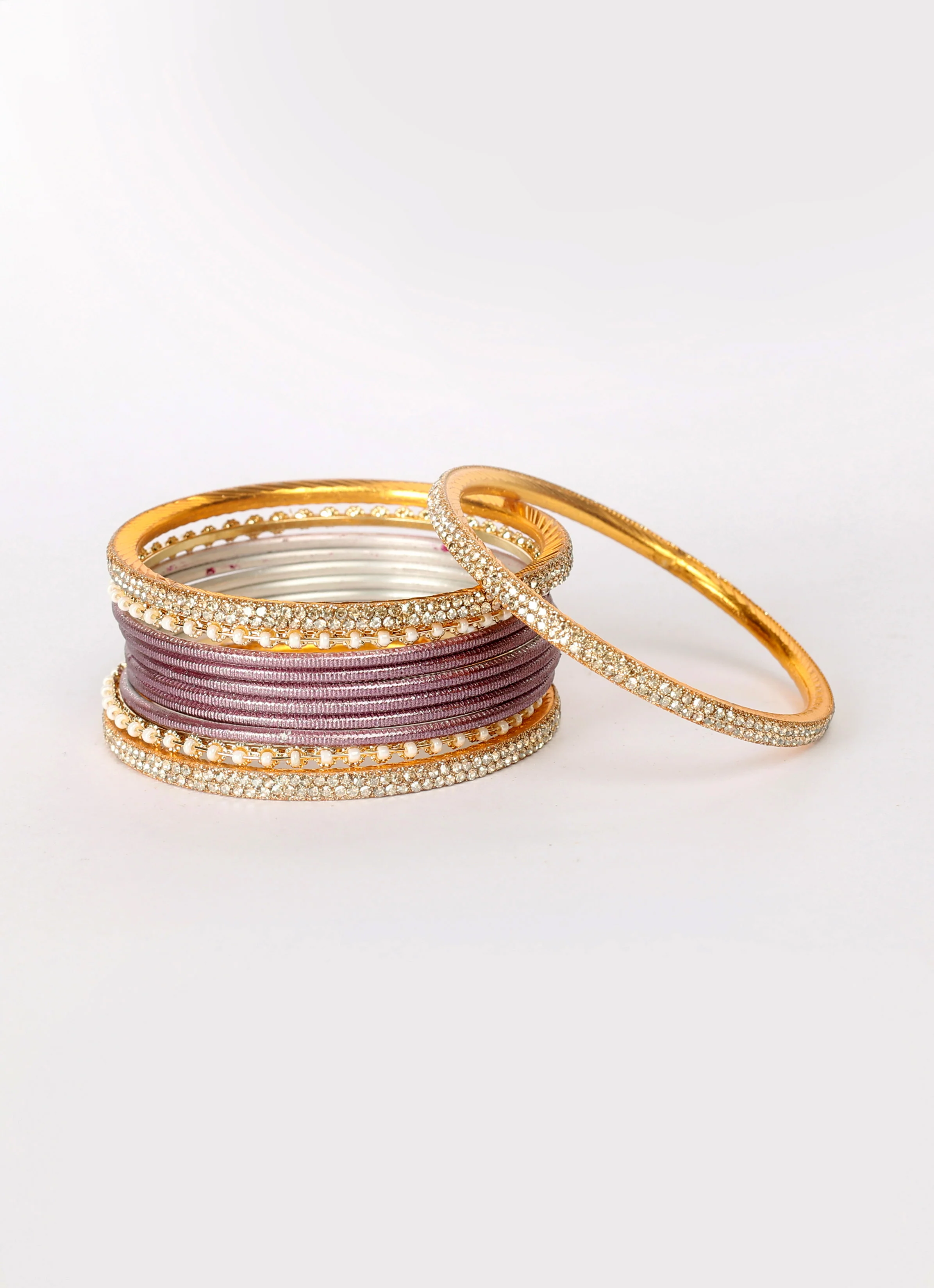 Mauve Diamonte & Pearl Bangle Set - Image 5