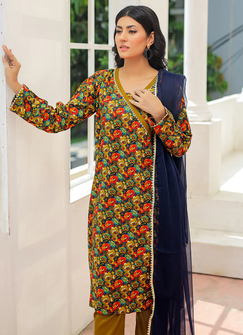 Mehendi Green Digital Printed Suit Set - Image 3
