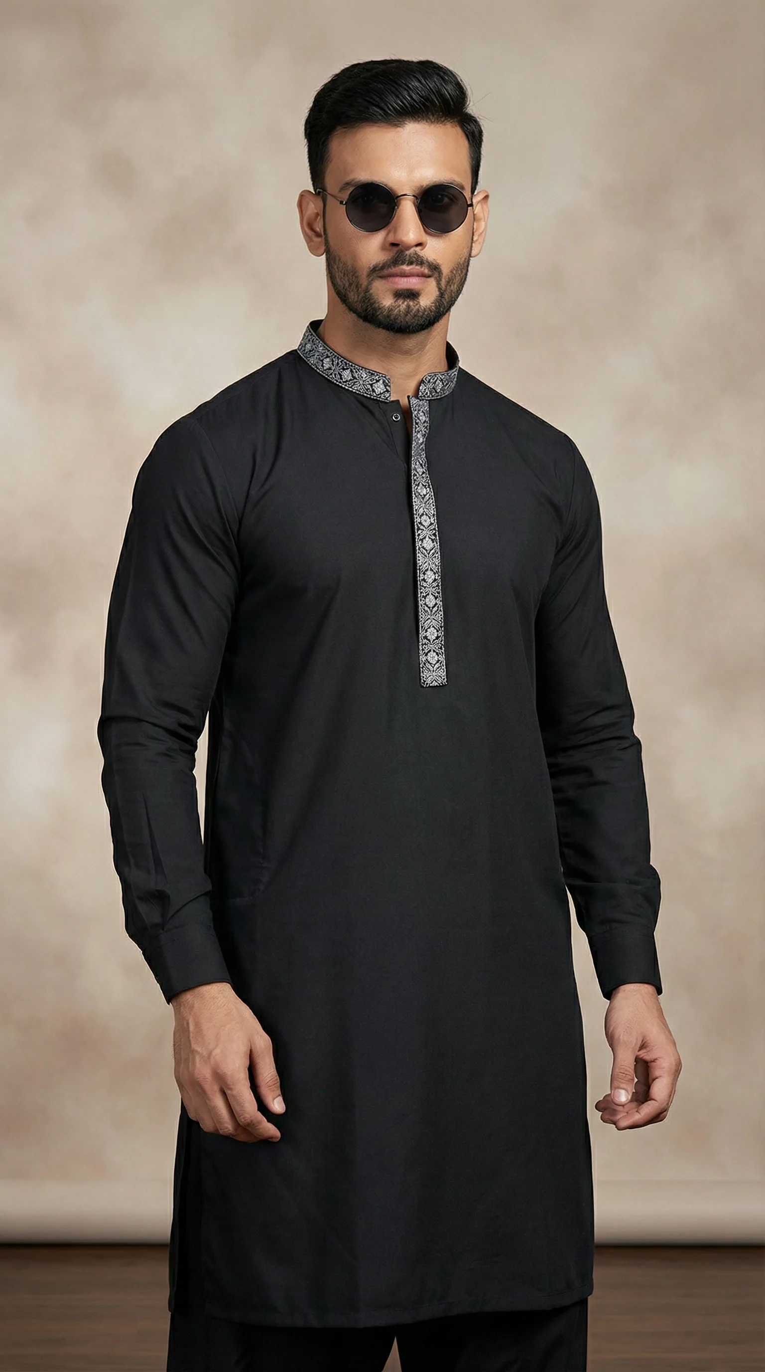 Men’s Black Embroidered Shalwar Kameez – Premium Traditional Ethnic Wear - Image 2