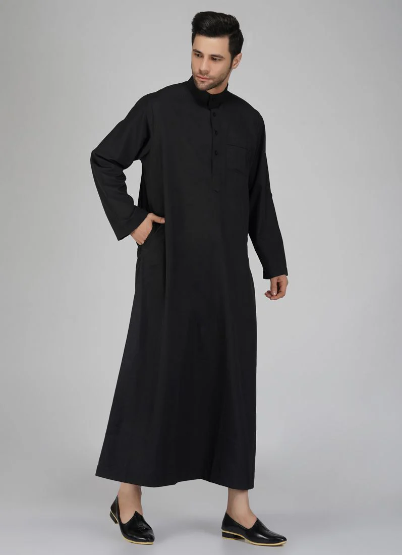 Men's Black Long Jubba - Image 3