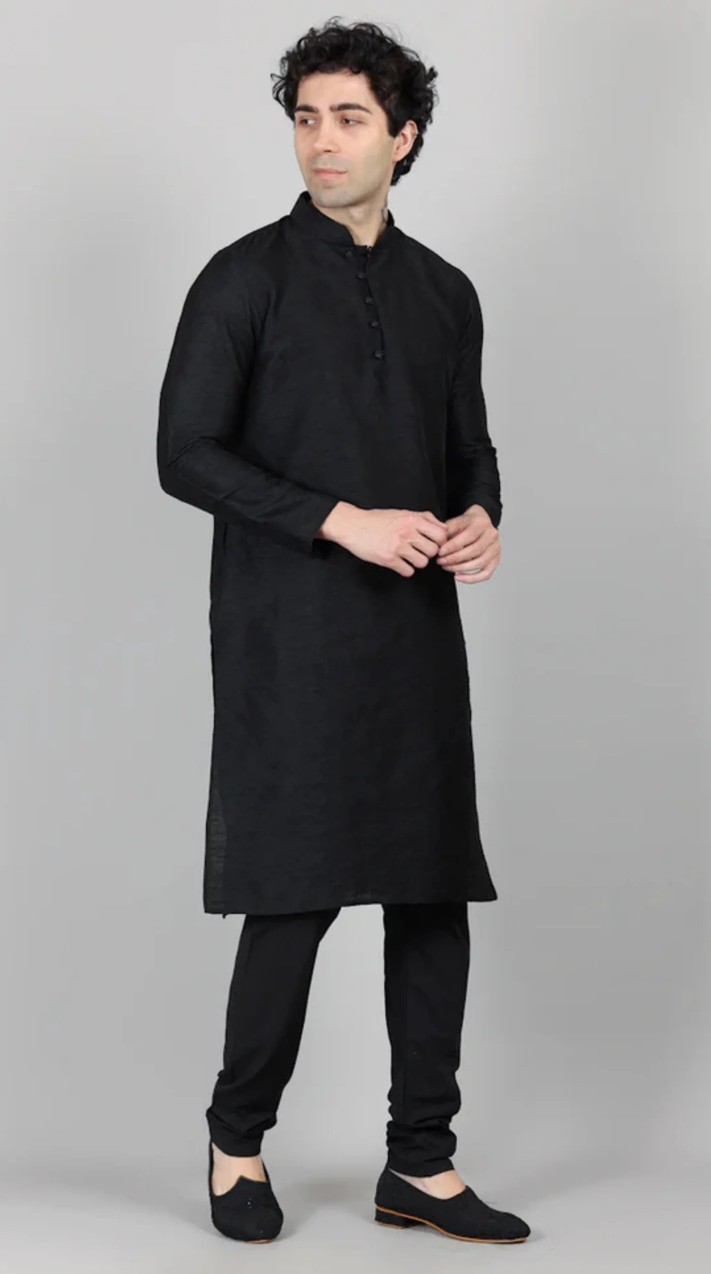 Men's Black Kurta and Payjama Set - Image 3
