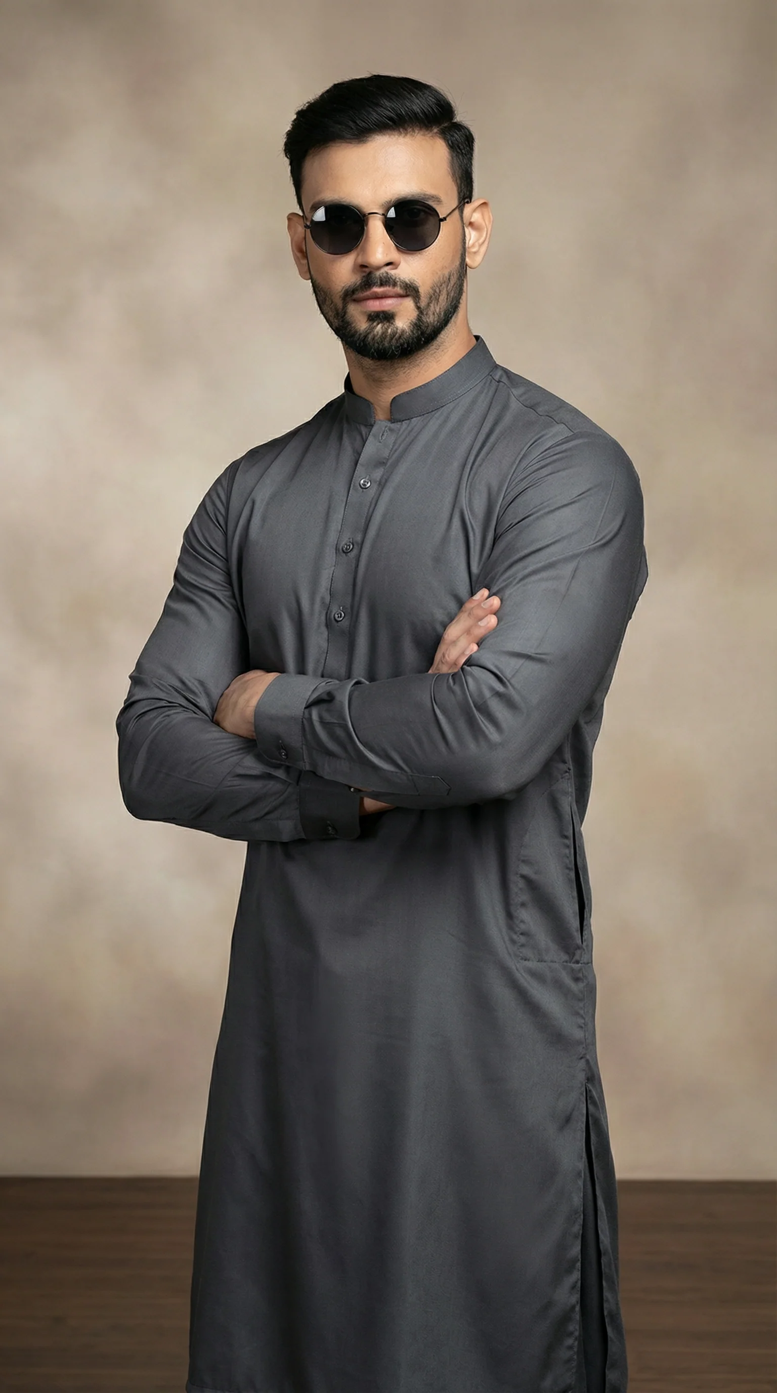 Men's Dark Grey Salwar Set - Image 2