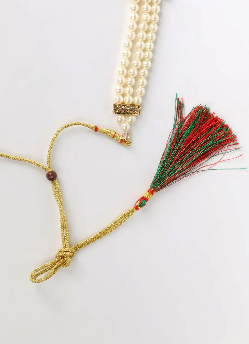Men’s Gold Diamonte Sherwani Necklace – Five-Layer Wedding Mala - Image 3