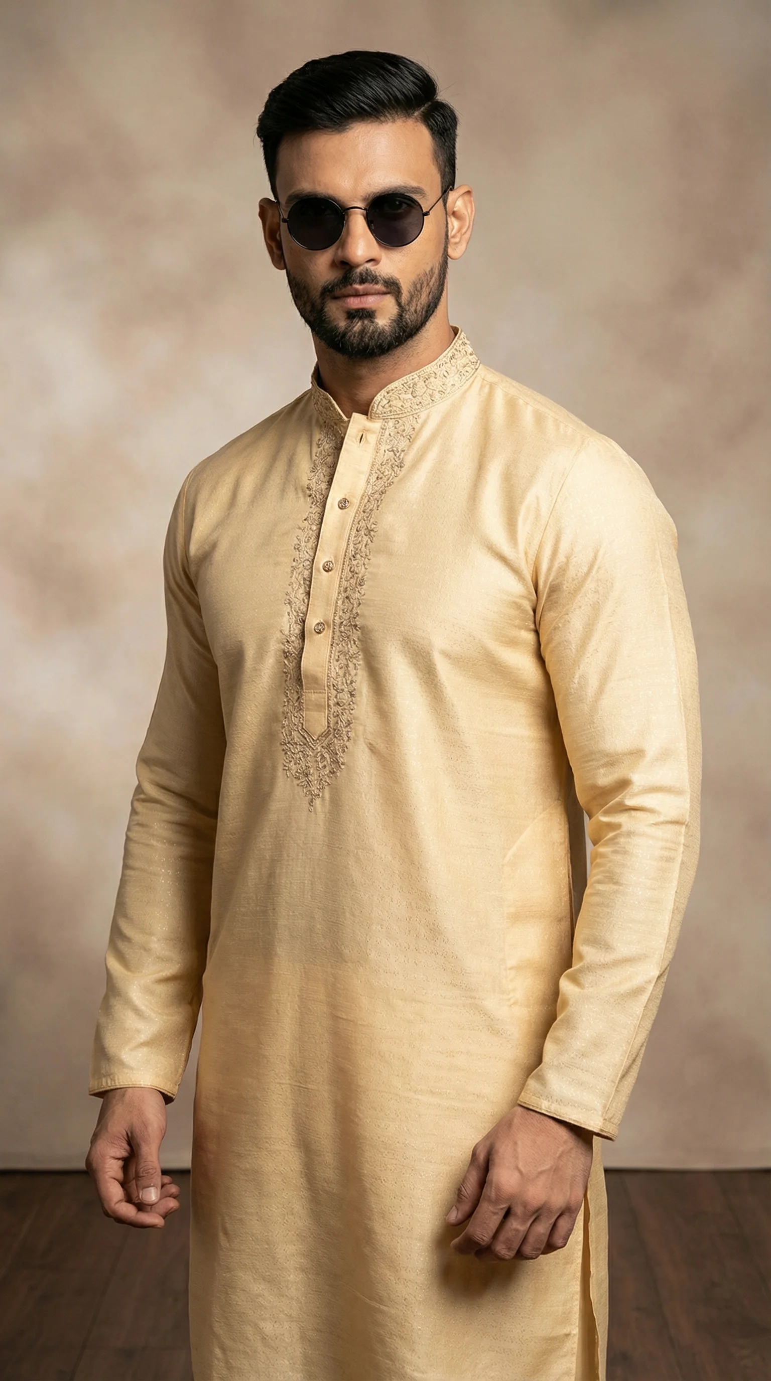 Men's Gold Resham Brocade Embroidered Set - Image 2