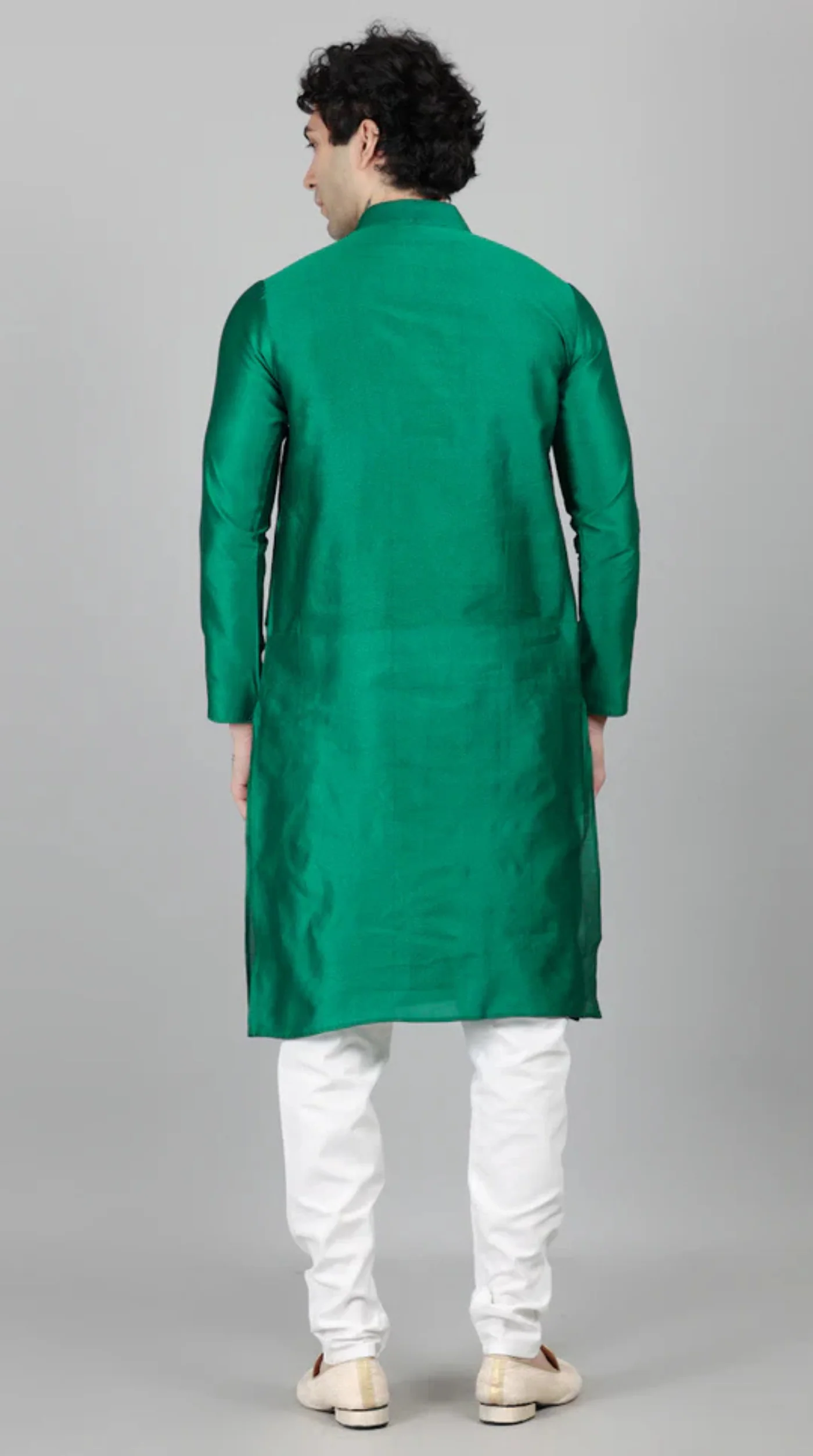 Men's Green Jacquard Kurta Payjama Set - Image 2