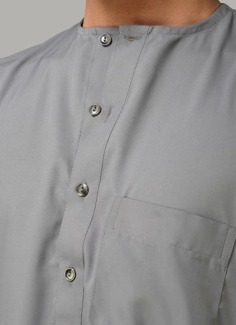 Men's Grey Polyester Jubba - Image 4