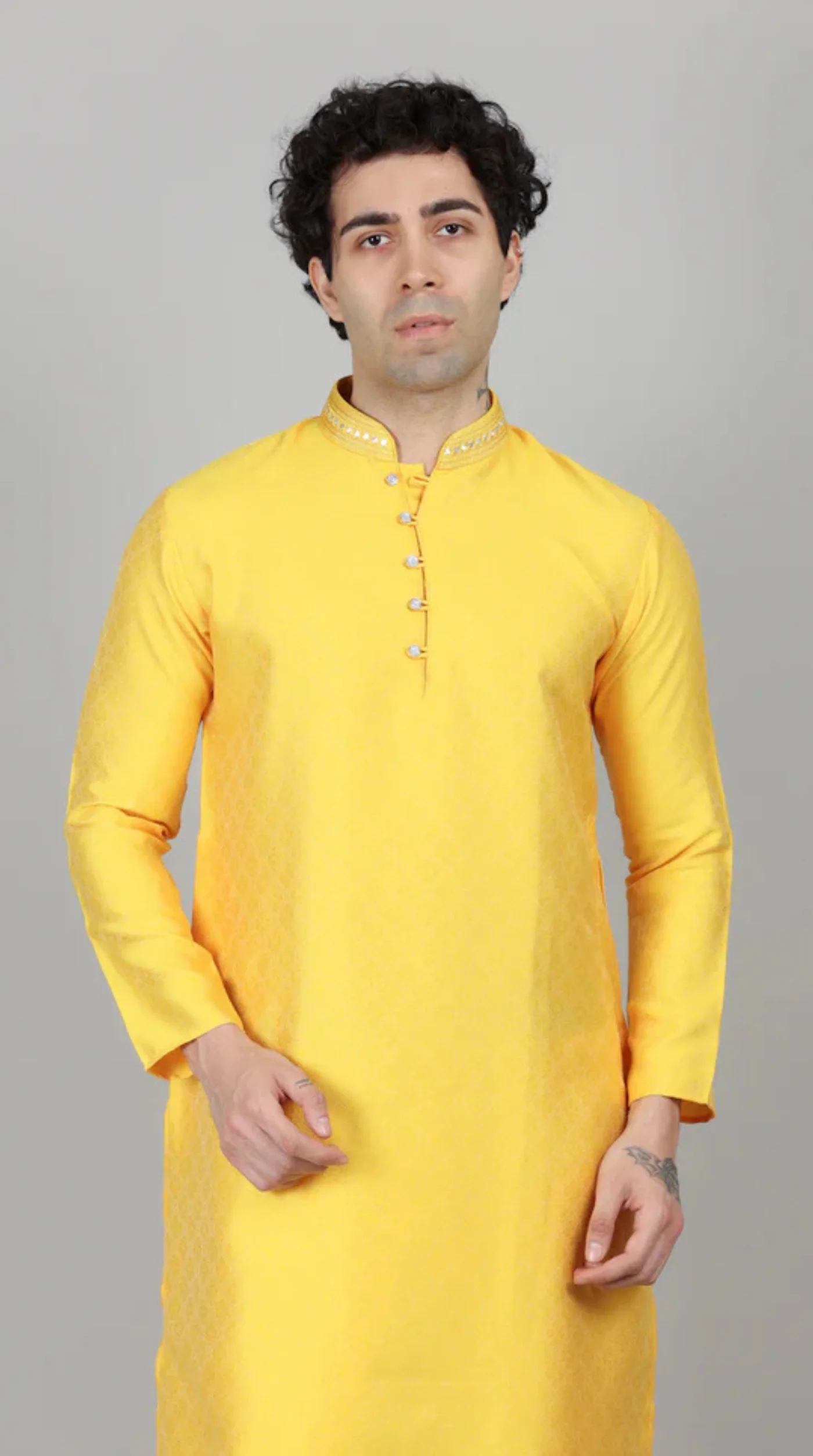Men's Haldi Yellow Kurta Payjama Set - Image 5
