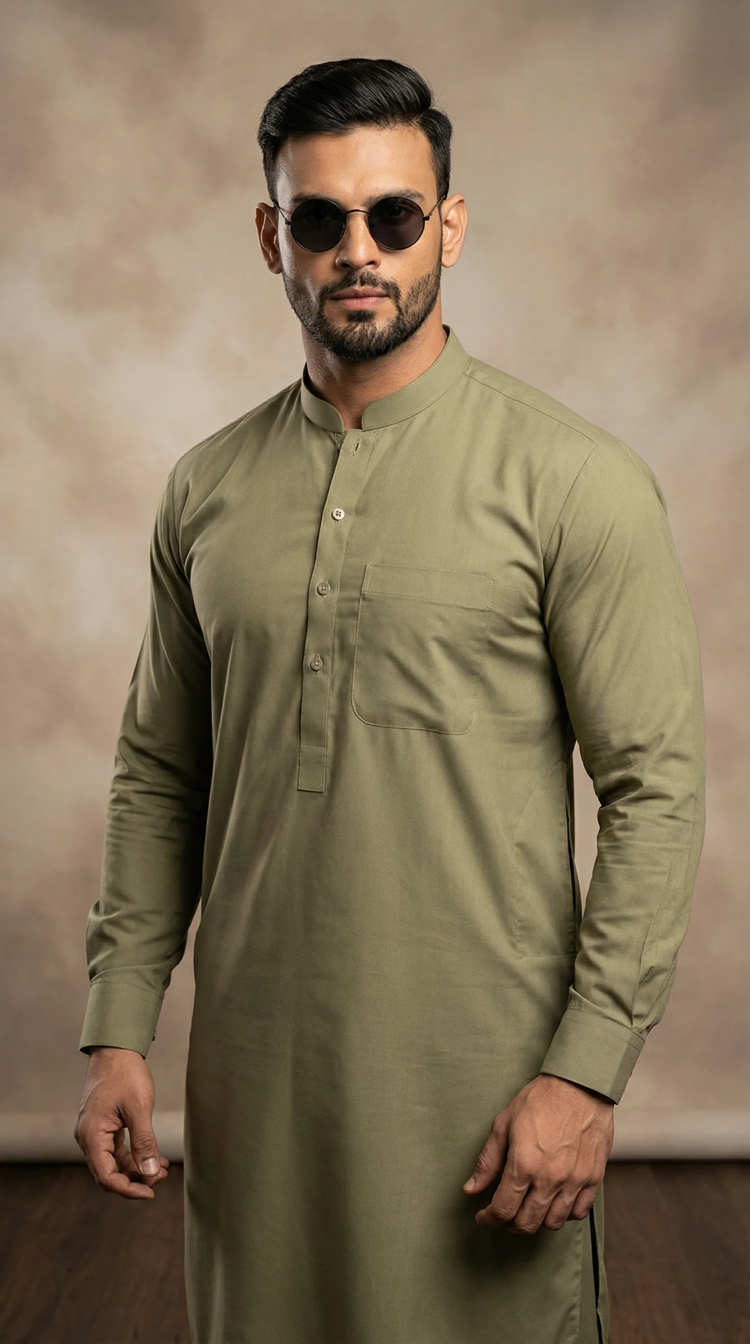 Men’s Mendhi Green Cotton Shalwar Kameez – Festive & Casual Ethnic Outfit - Image 2