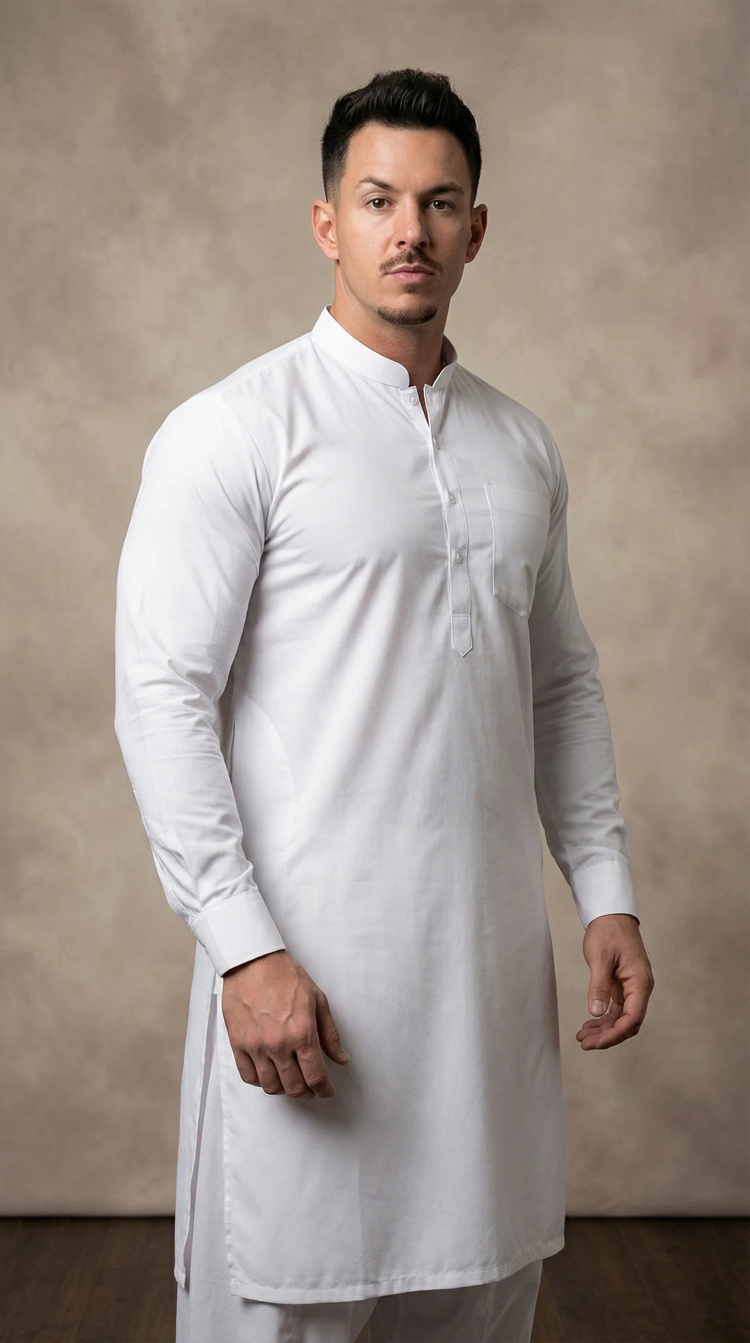 Men's Off White Cotton Shalwar Kameez - Image 2