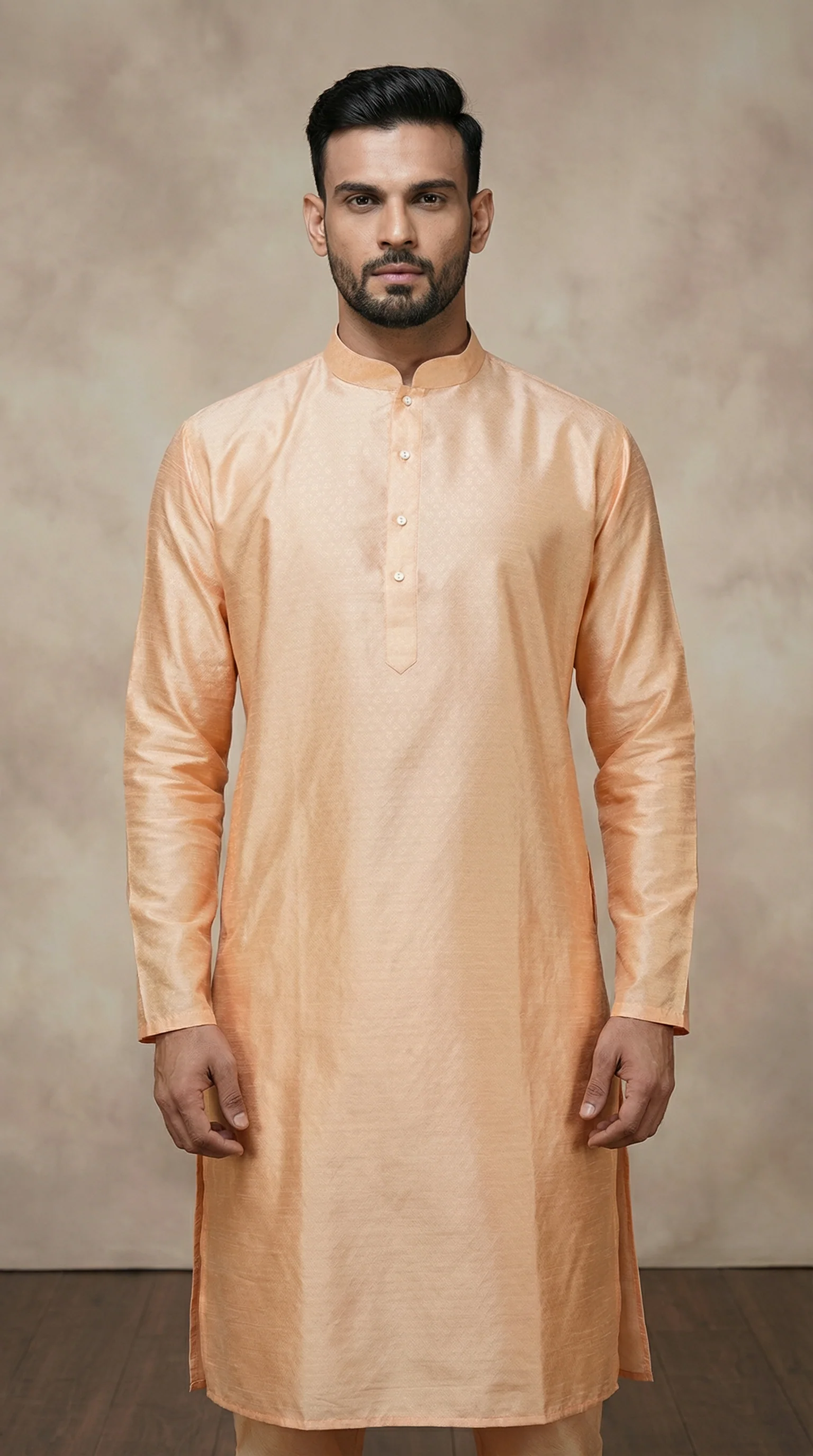 Men's Ivory Jacquard Kurta Trouser Set - Image 2
