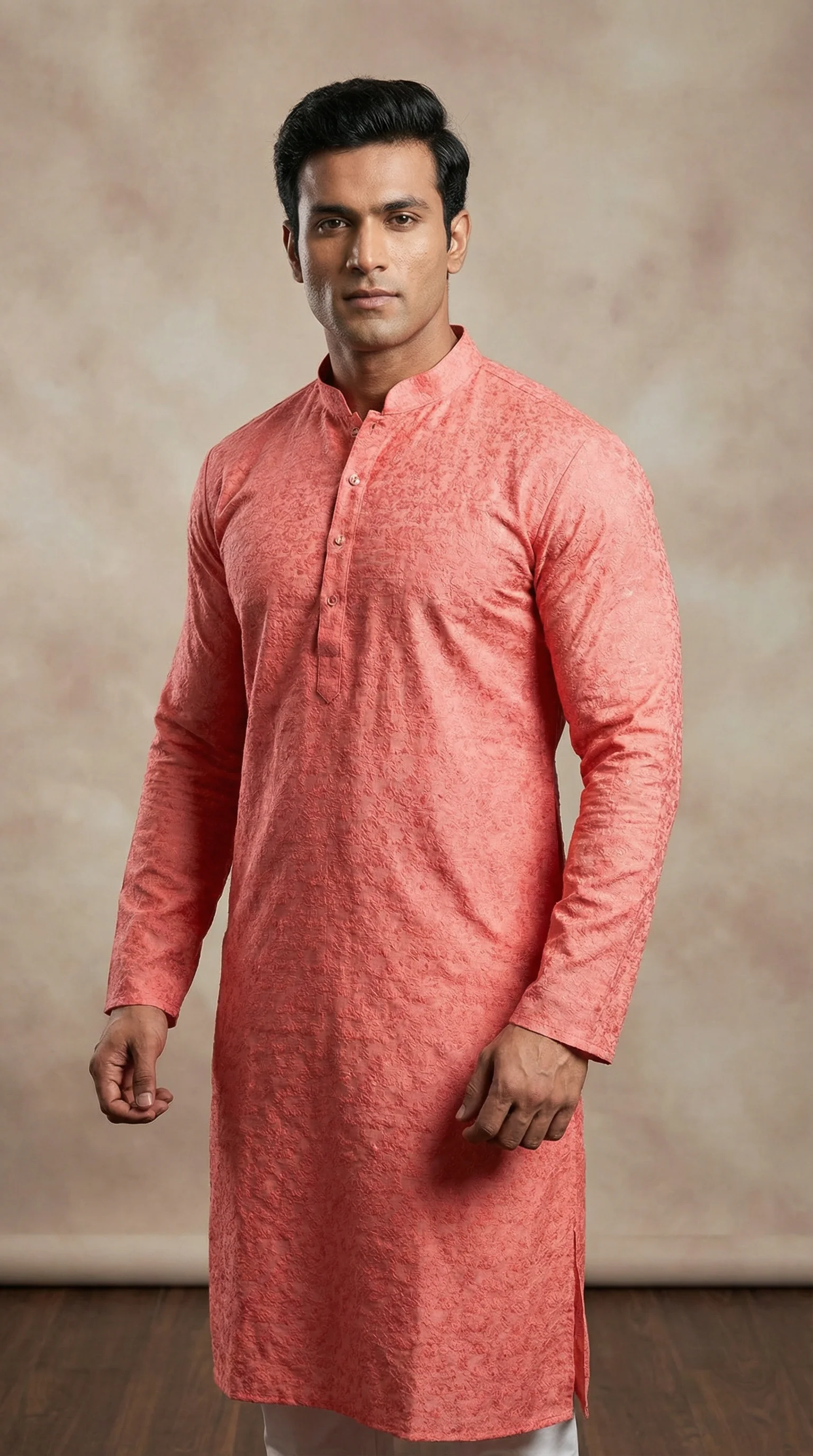 Men's Pink Kurta Payjama Set - Image 2