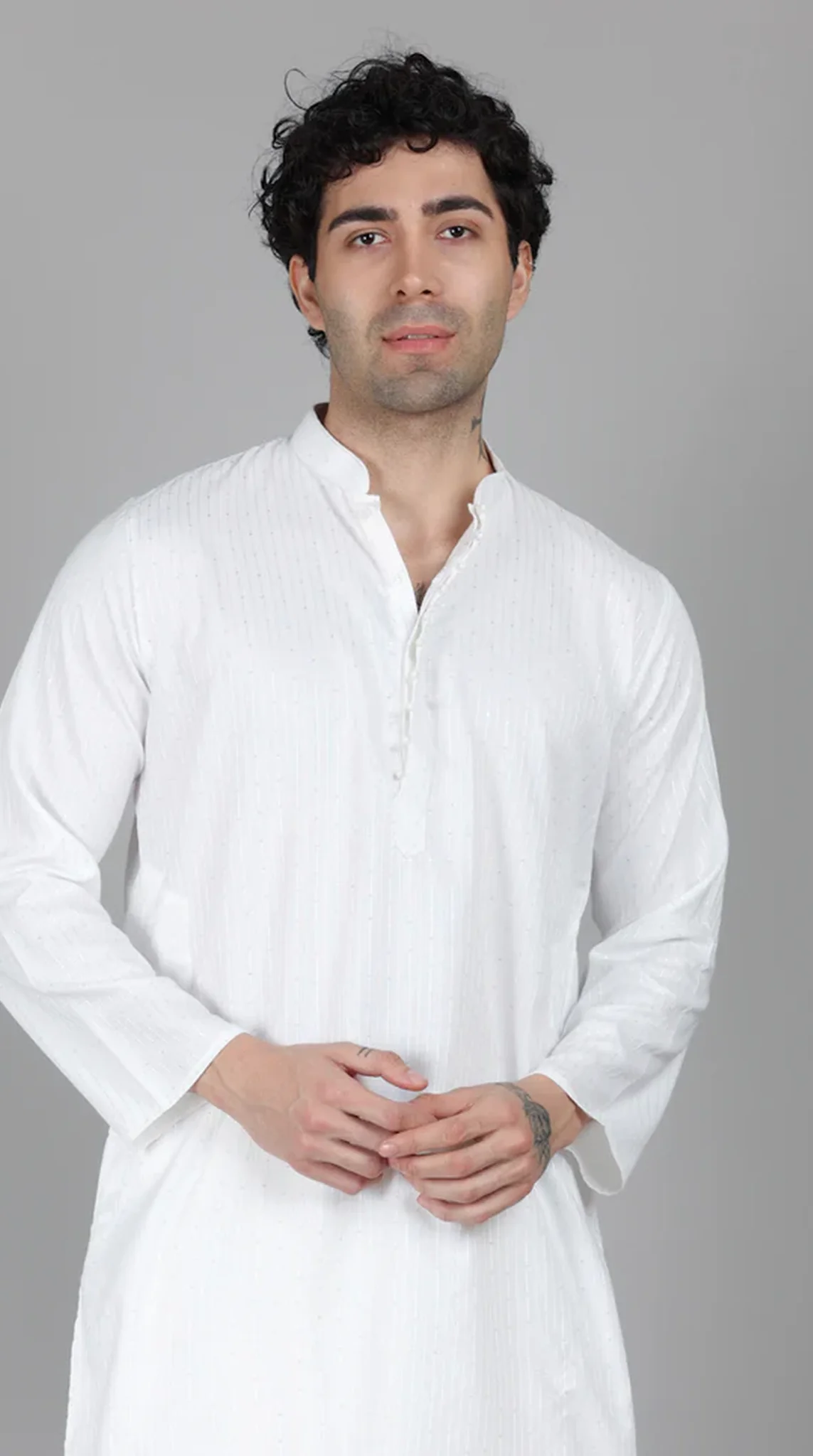 Men's Silver Sequin Embroidered Salwar Set - Image 2