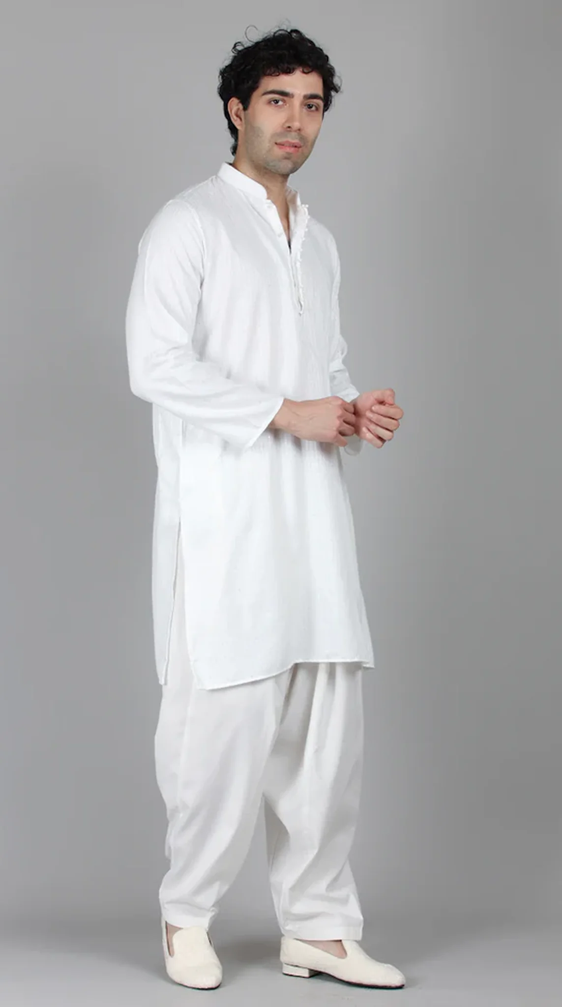 Men's Silver Sequin Embroidered Salwar Set - Image 4