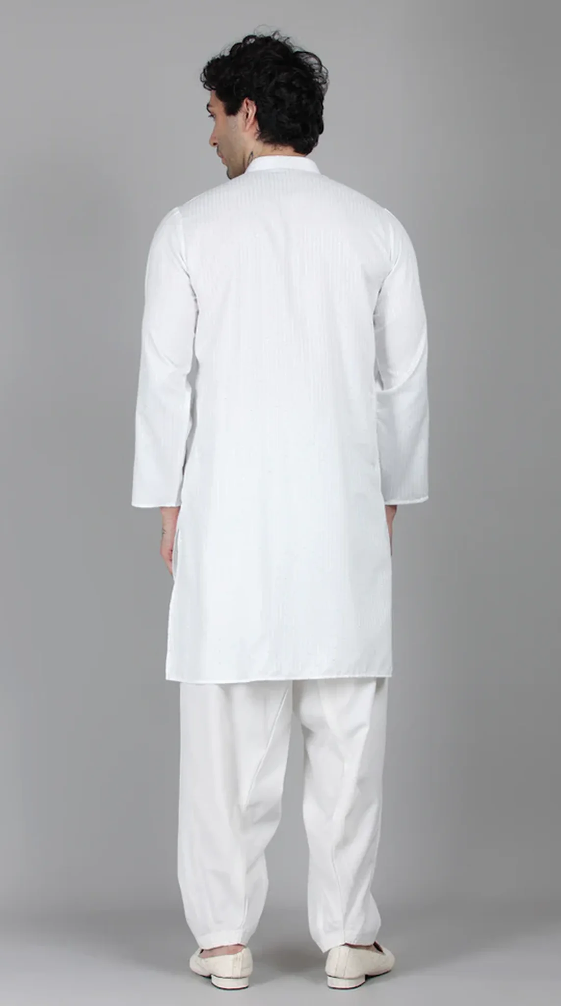 Men's Silver Sequin Embroidered Salwar Set - Image 5