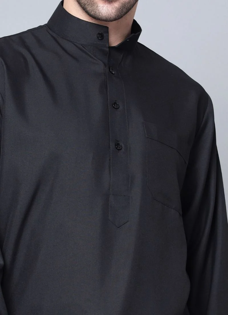 Men's Smart Black Long Jubba - Image 3