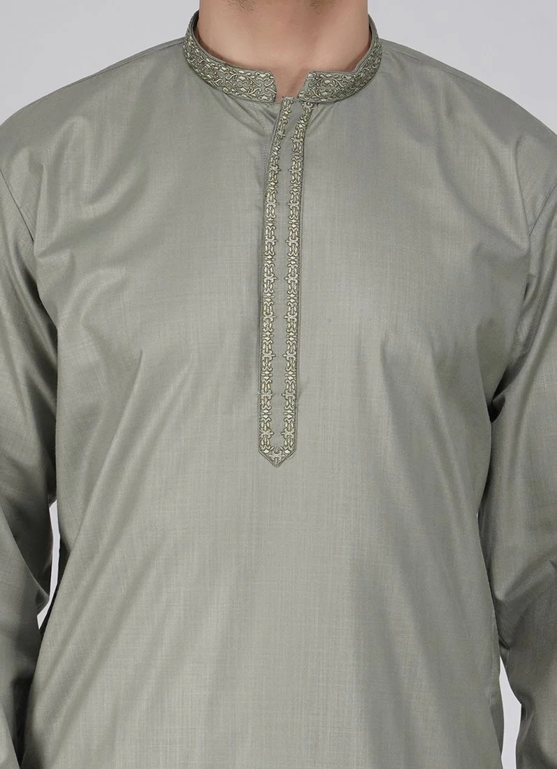 Men's Smart Green Salwar Kameez - Image 4
