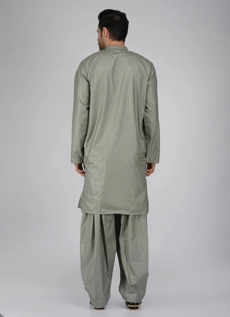 Men's Smart Green Salwar Kameez - Image 5