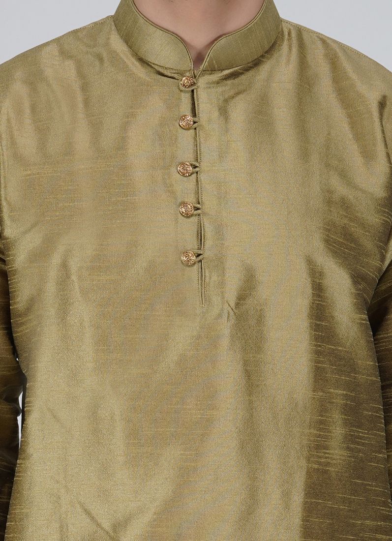 Men's Stylish Gold Kurta Pyjama Set - Image 4
