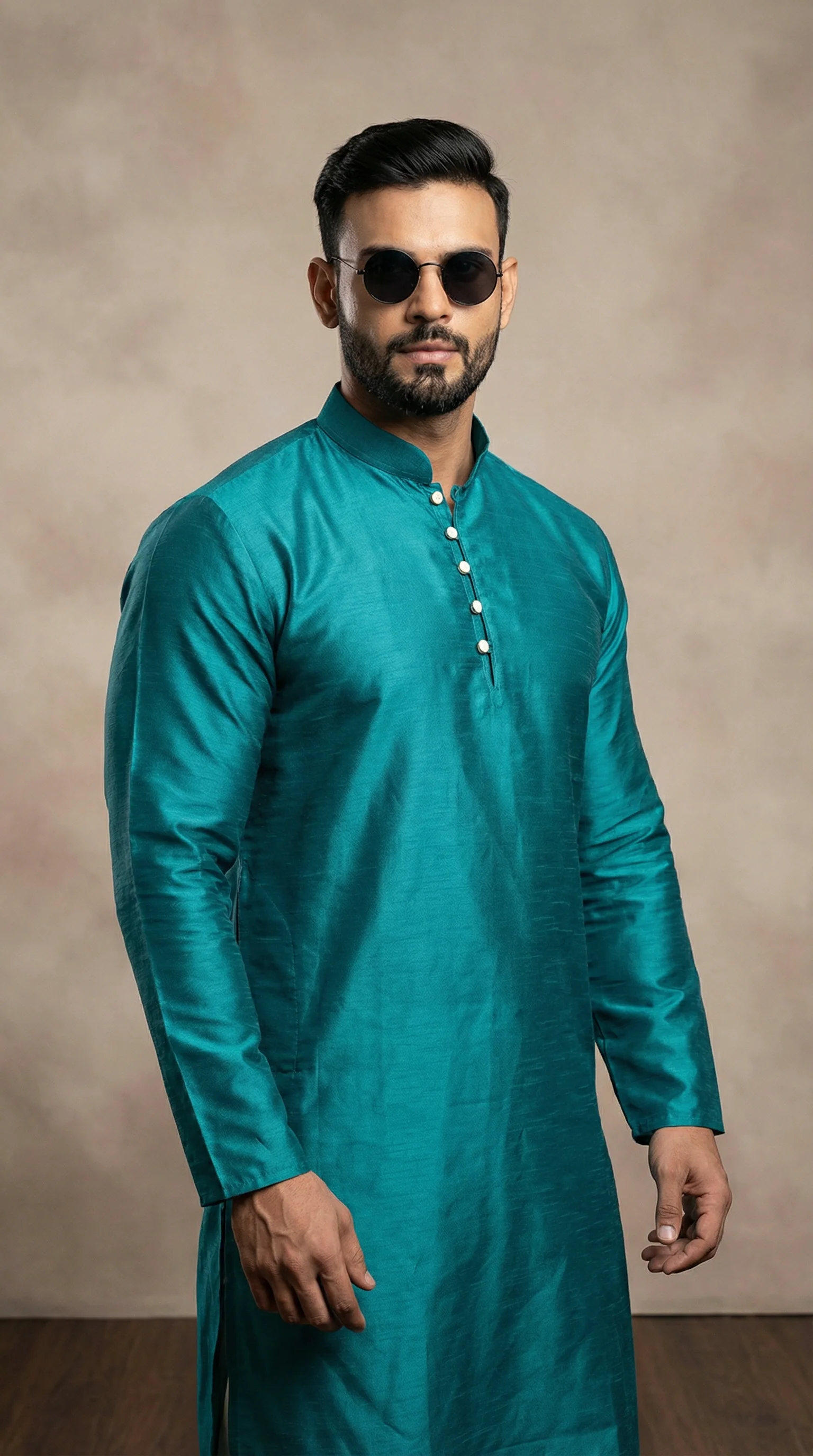 Men's Stylish Jade Jacquard Kurta Pyjama - Image 2