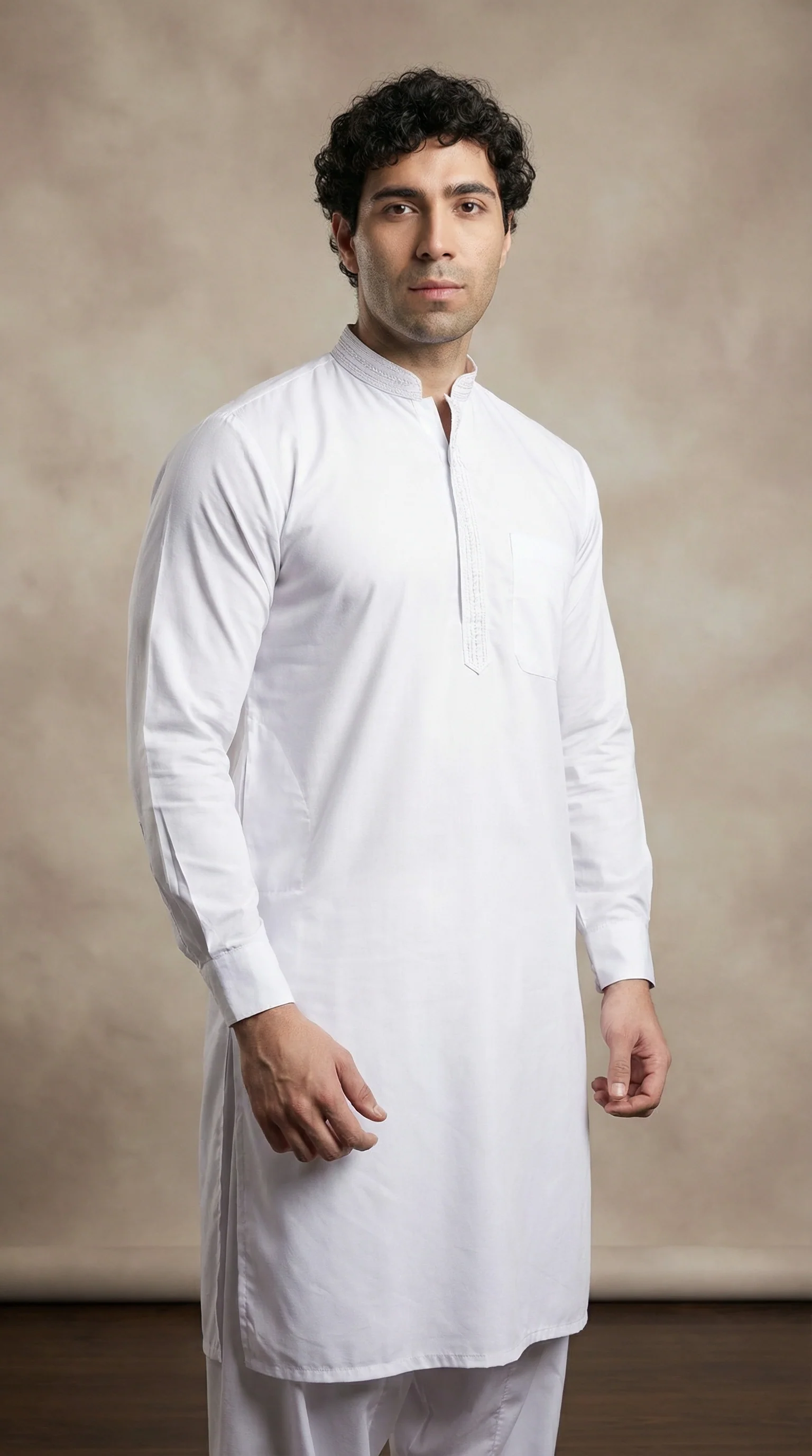 Men's White Embroidered Salwar Set - Image 2