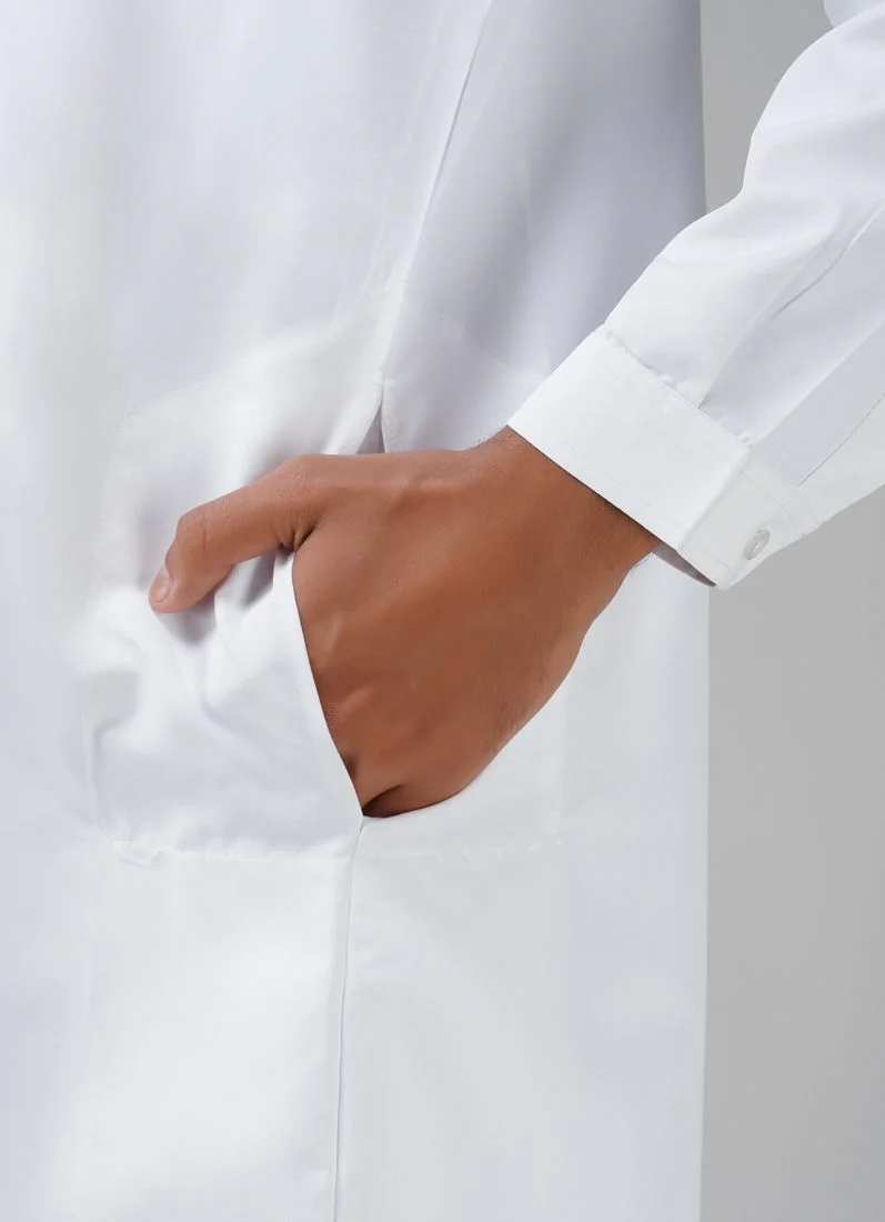 Men's White Polyester Long Jubba - Image 3