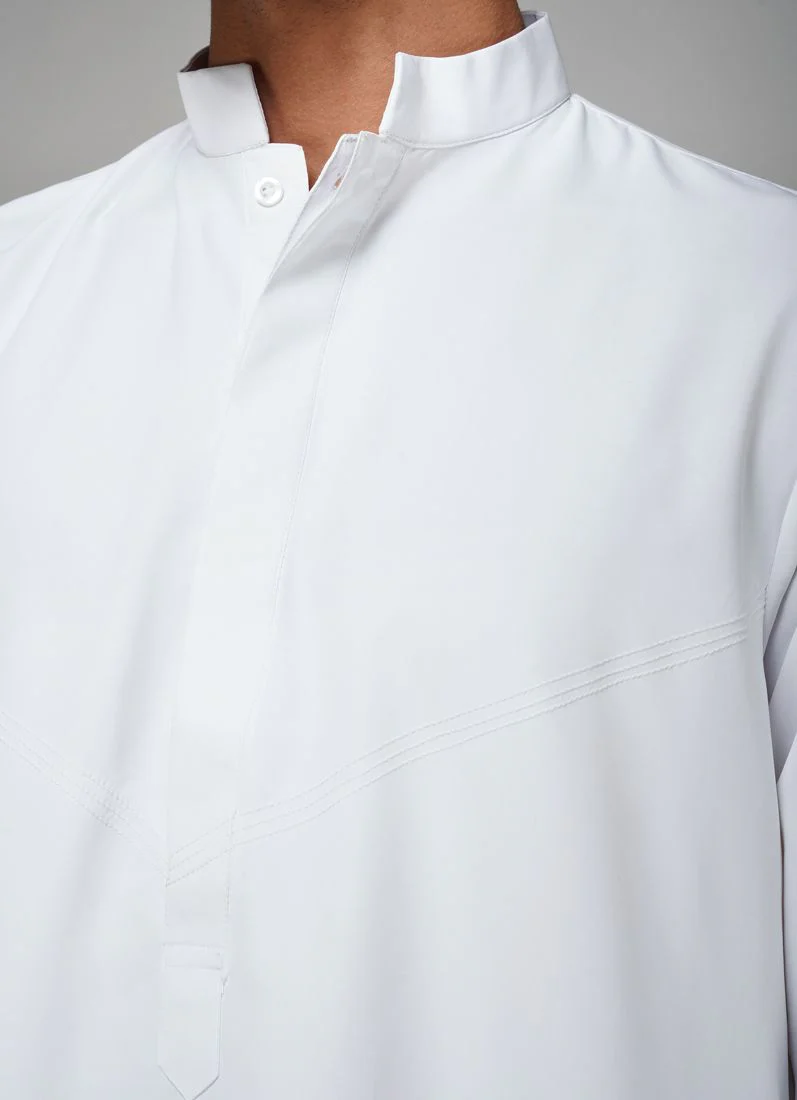 Men's White Polyester Long Jubba - Image 4