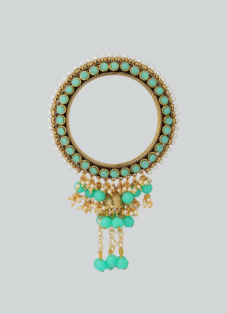 Mint Green Bangle Droplet Beaded - Image 2