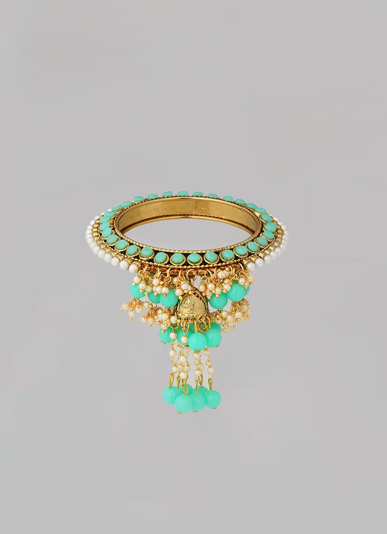 Mint Green Bangle Droplet Beaded - Image 3