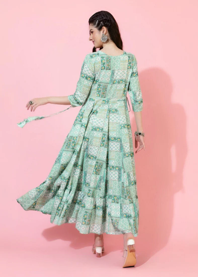 Mint Green Cotton Dress - Image 2