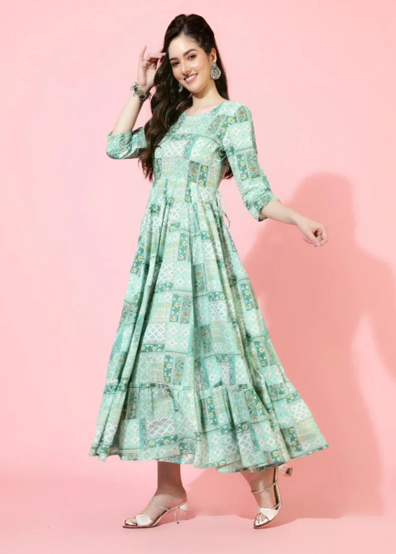 Mint Green Cotton Dress - Image 3