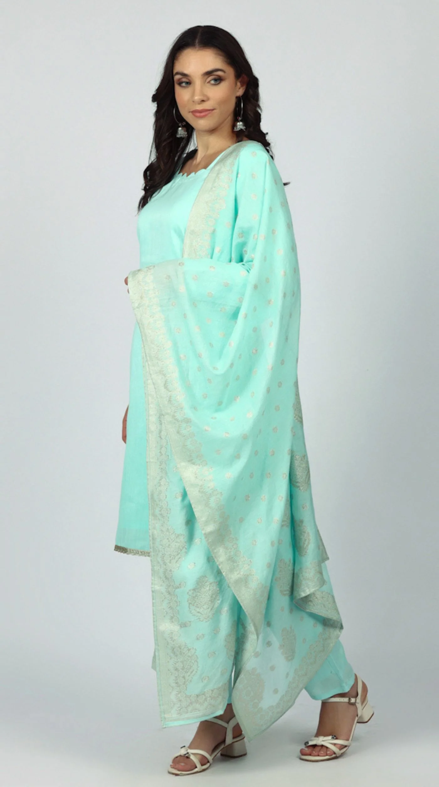 Blue Dupion Suit Set - Image 2