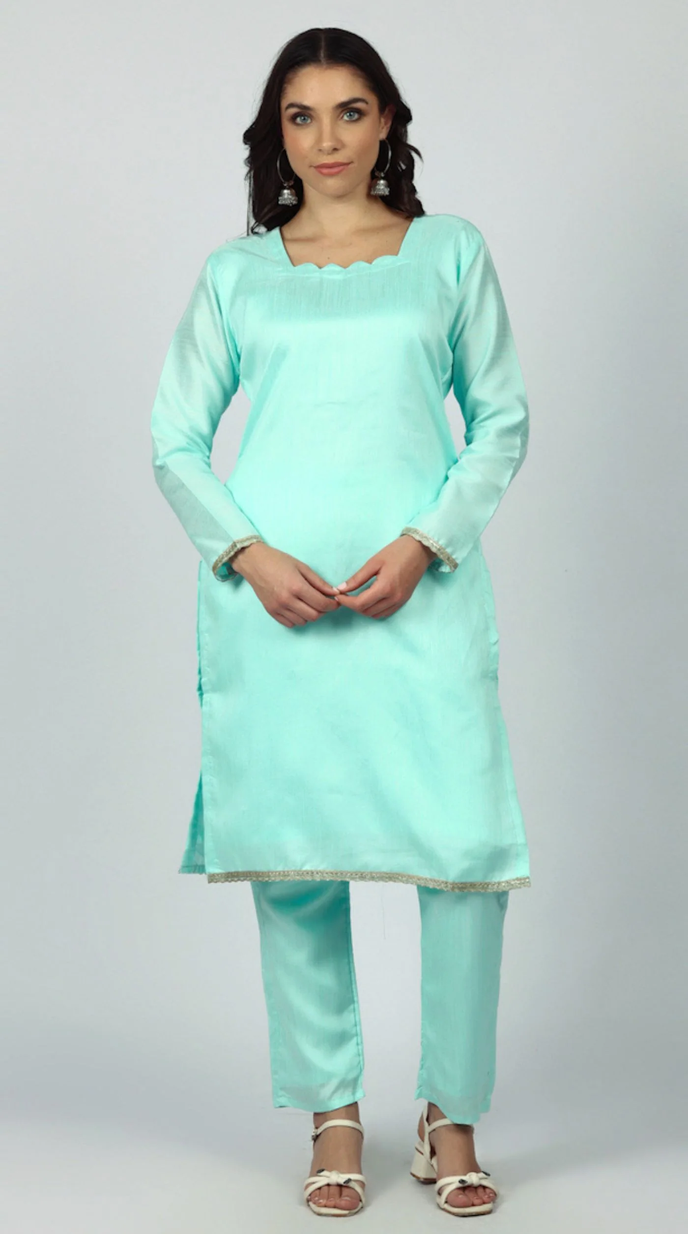 Blue Dupion Suit Set - Image 5