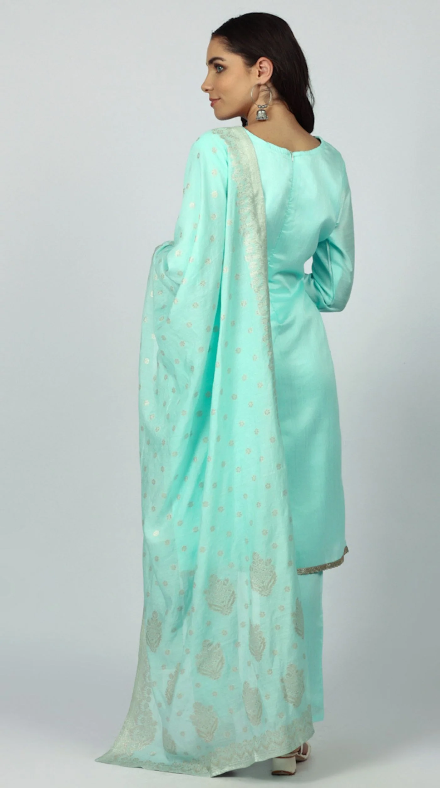 Blue Dupion Suit Set - Image 6
