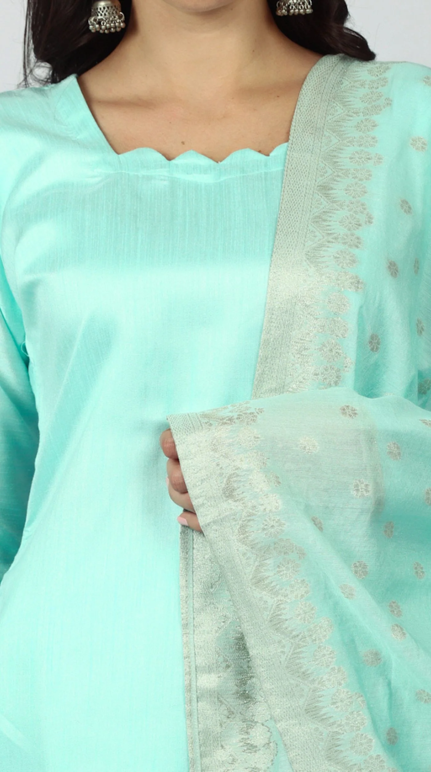 Blue Dupion Suit Set - Image 7