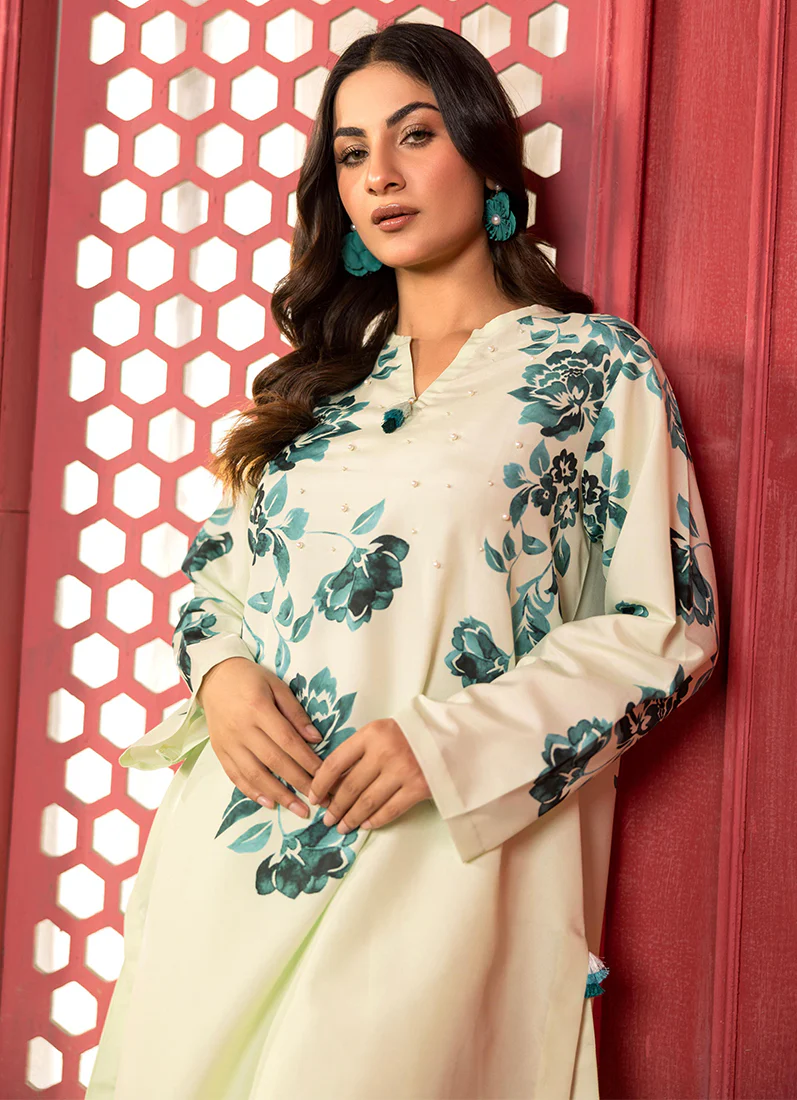 Mint Green Lawn Printed Co-ord Set - Image 2